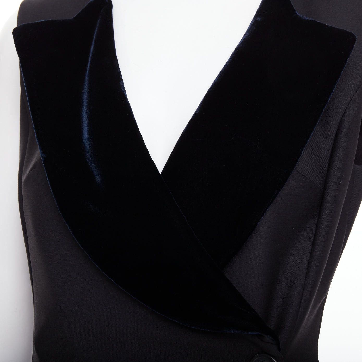 Dior CHRISTIAN DIOR 2013 Raf Simons black white velvet lapels asymmetric dress FR36 S Size S / US 4 / IT 40 - 2 Thumbnail