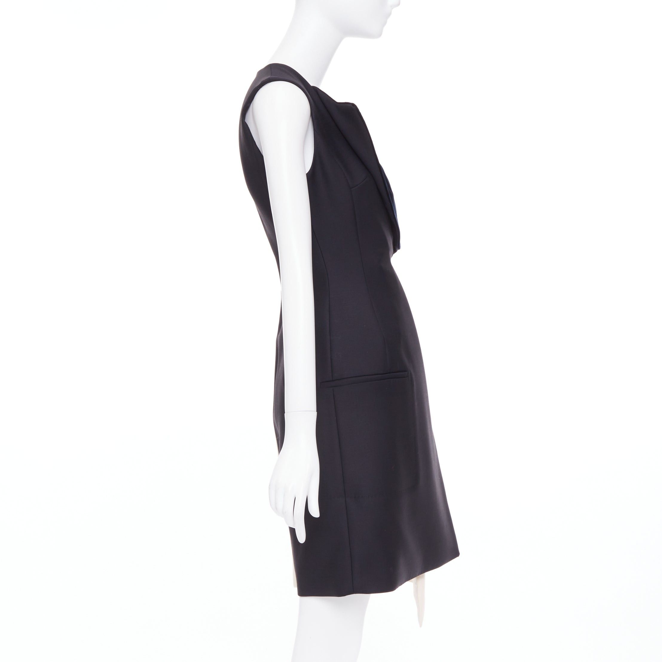 Dior CHRISTIAN DIOR 2013 Raf Simons black white velvet lapels asymmetric dress FR36 S Size S / US 4 / IT 40 - 5 Thumbnail