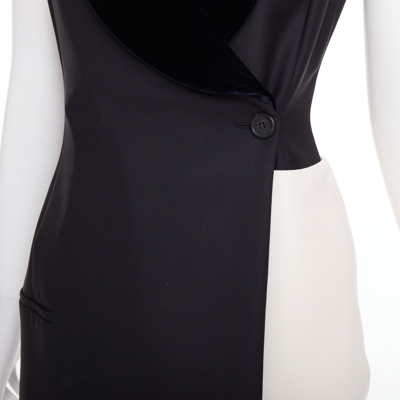 Dior CHRISTIAN DIOR 2013 Raf Simons black white velvet lapels asymmetric dress FR36 S Size S / US 4 / IT 40 - 8 Thumbnail