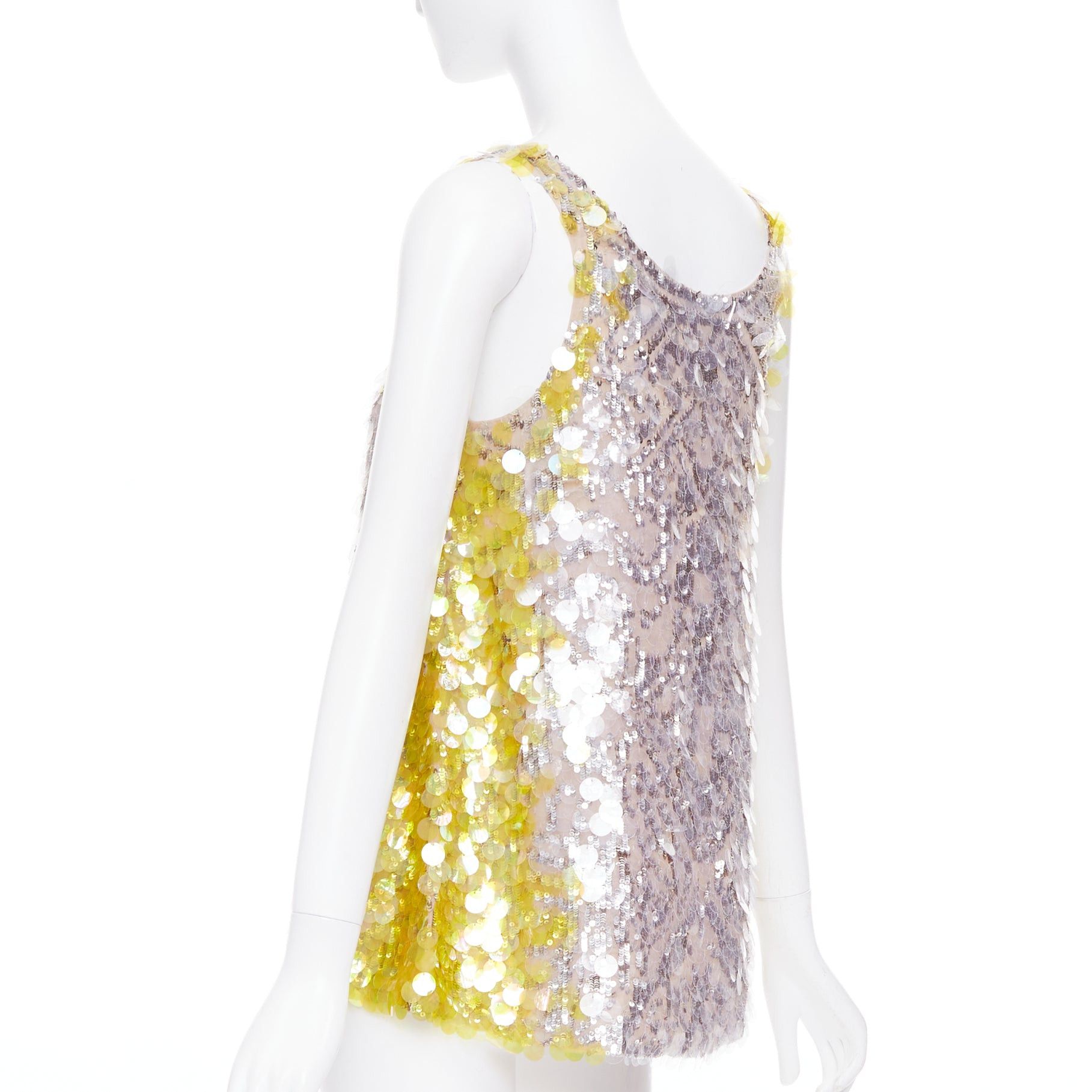 Valentino VALENTINO yellow poudre silver giallo sequined pailettes silk vest IT40 S Size S / US 4 / IT 40 - 6 Thumbnail