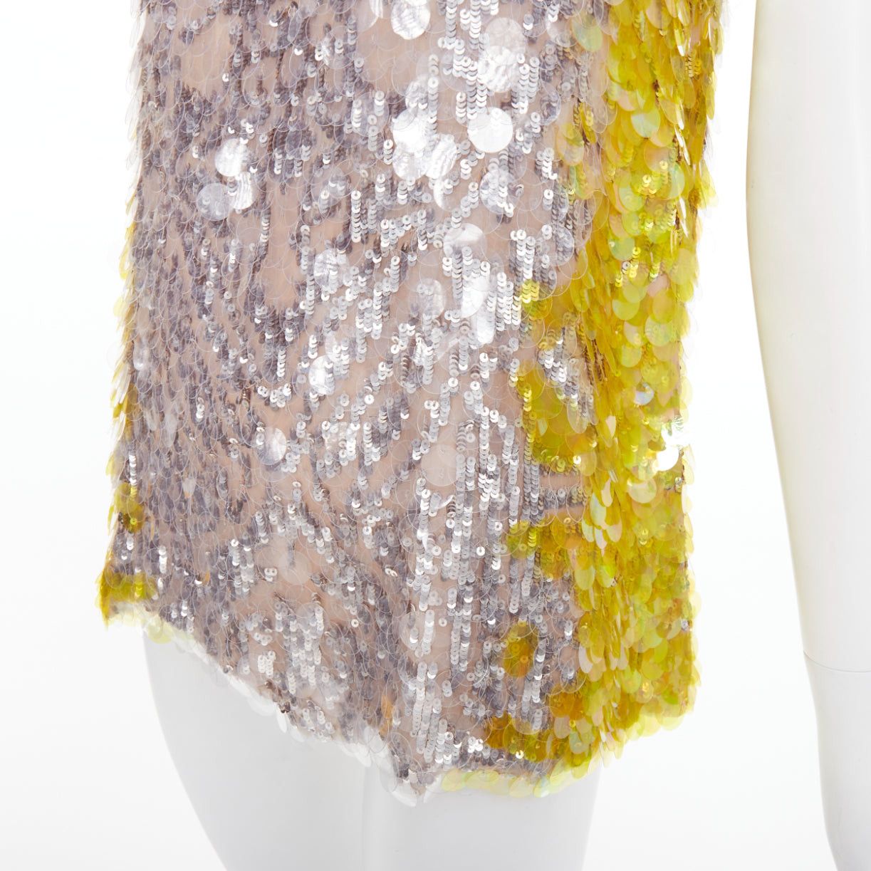 Valentino VALENTINO yellow poudre silver giallo sequined pailettes silk vest IT40 S Size S / US 4 / IT 40 - 7 Thumbnail