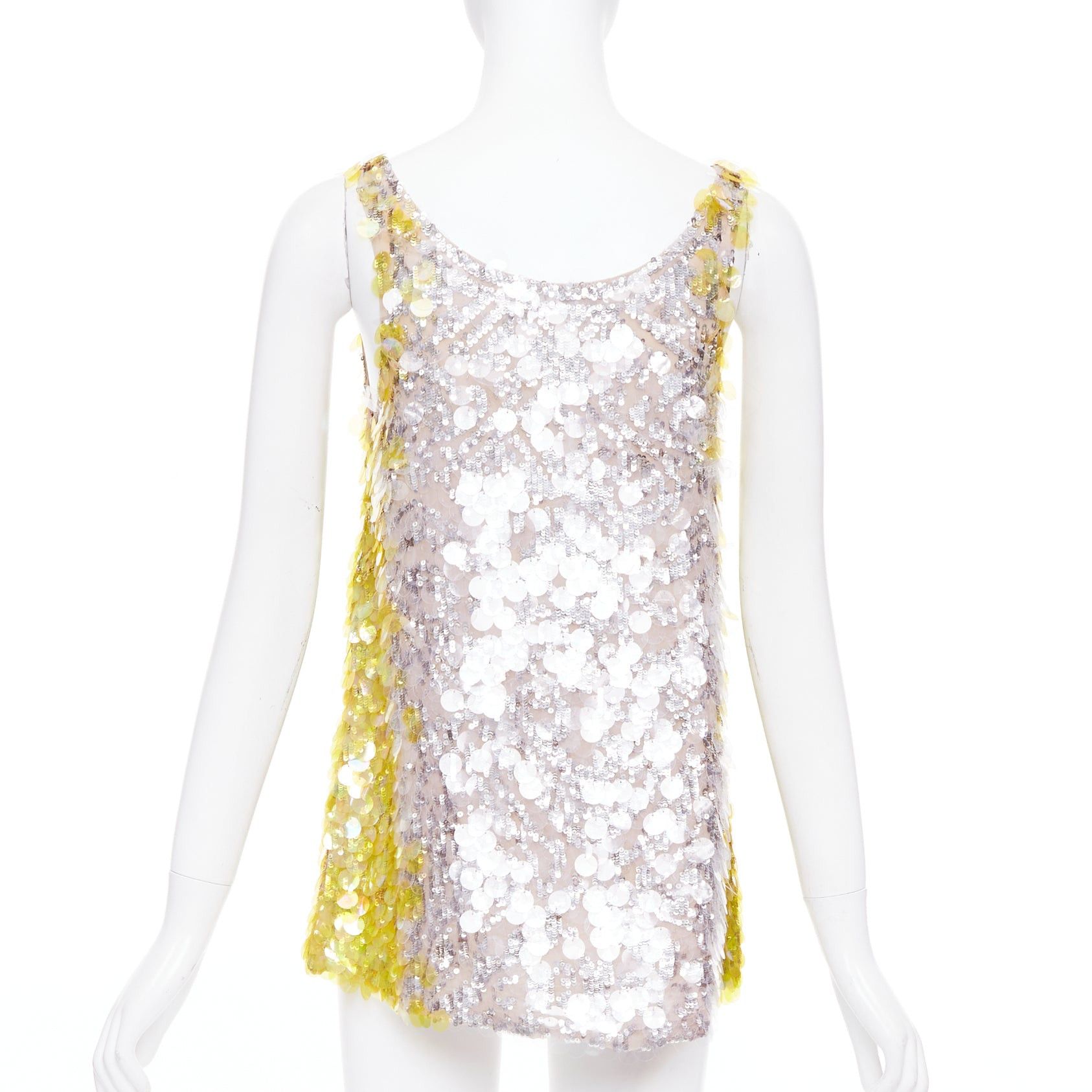 Valentino VALENTINO yellow poudre silver giallo sequined pailettes silk vest IT40 S Size S / US 4 / IT 40 - 5 Thumbnail