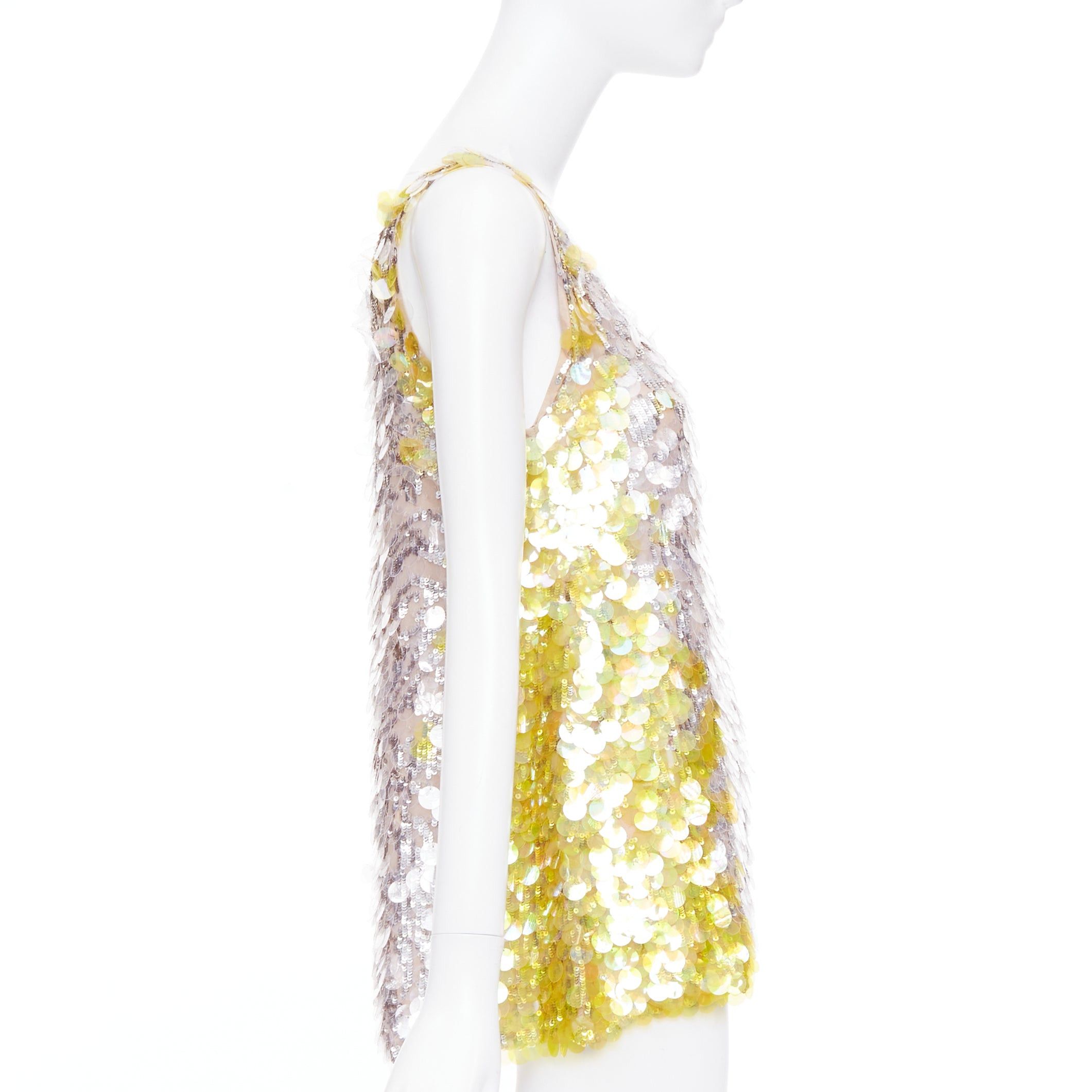Valentino VALENTINO yellow poudre silver giallo sequined pailettes silk vest IT40 S Size S / US 4 / IT 40 - 4 Thumbnail