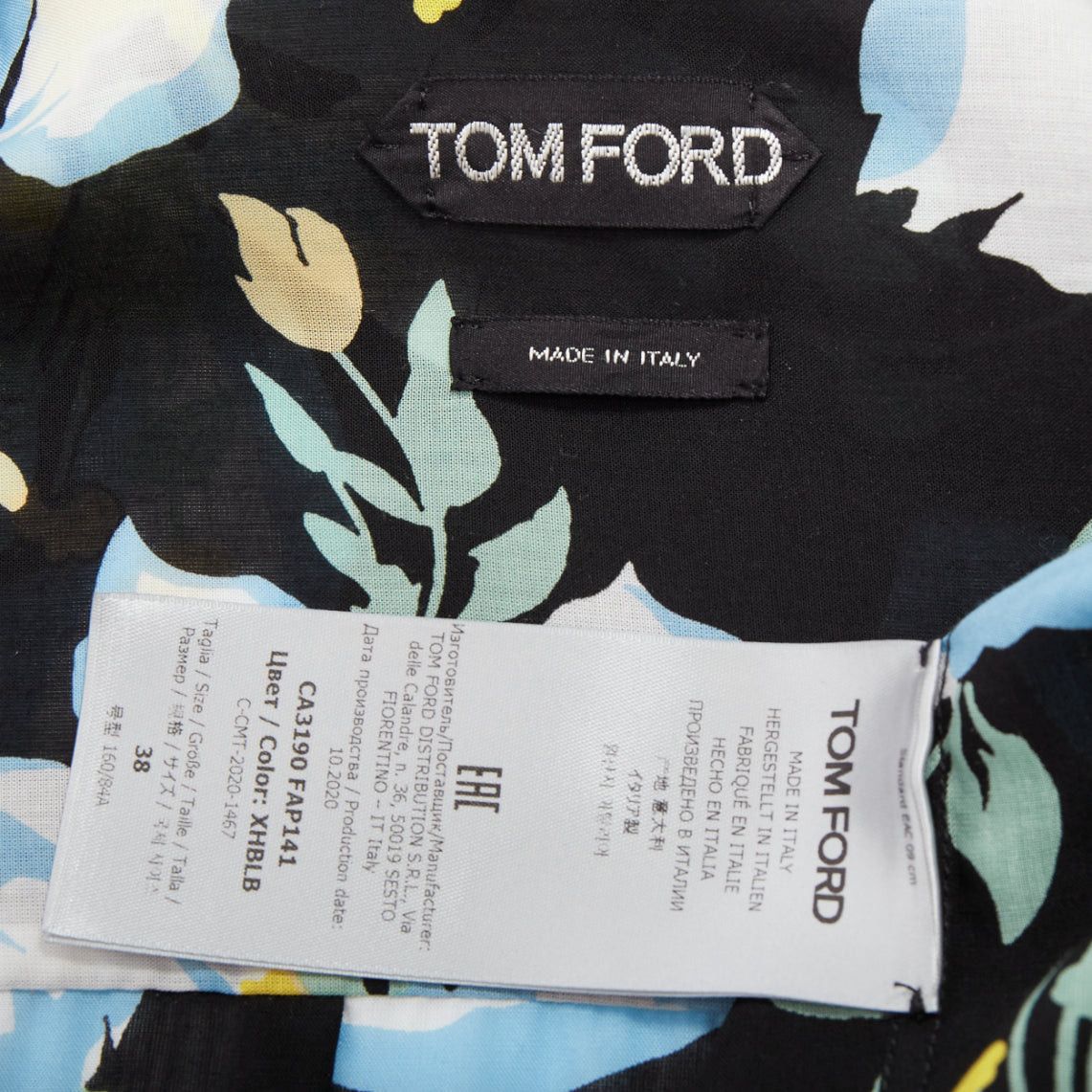 Tom Ford TOM FORD blue yellow black floral print lyocell button up relaxed shirt IT38 XS Size M / US 6-8 / IT 42-44 - 8 Thumbnail
