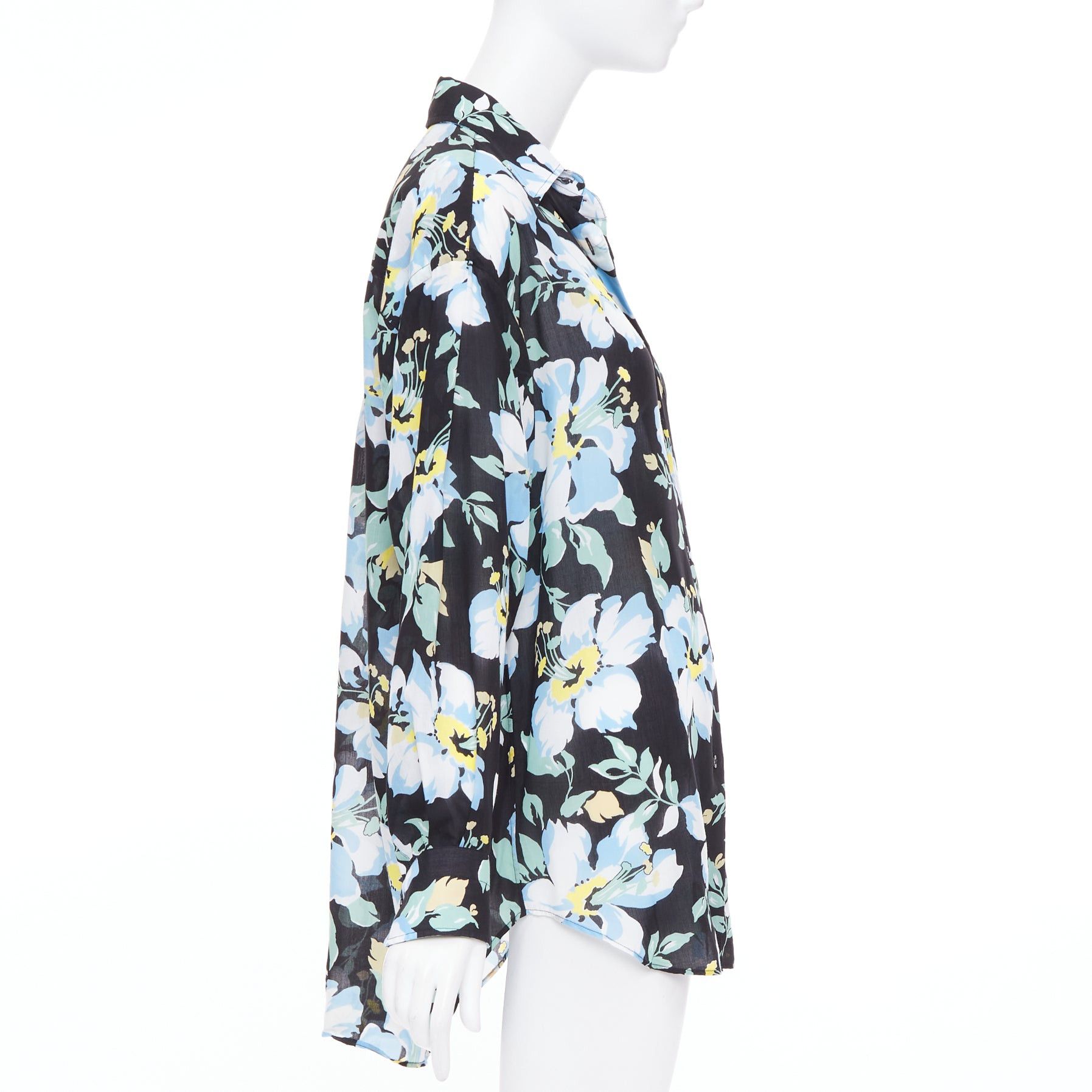 Tom Ford TOM FORD blue yellow black floral print lyocell button up relaxed shirt IT38 XS Size M / US 6-8 / IT 42-44 - 4 Thumbnail
