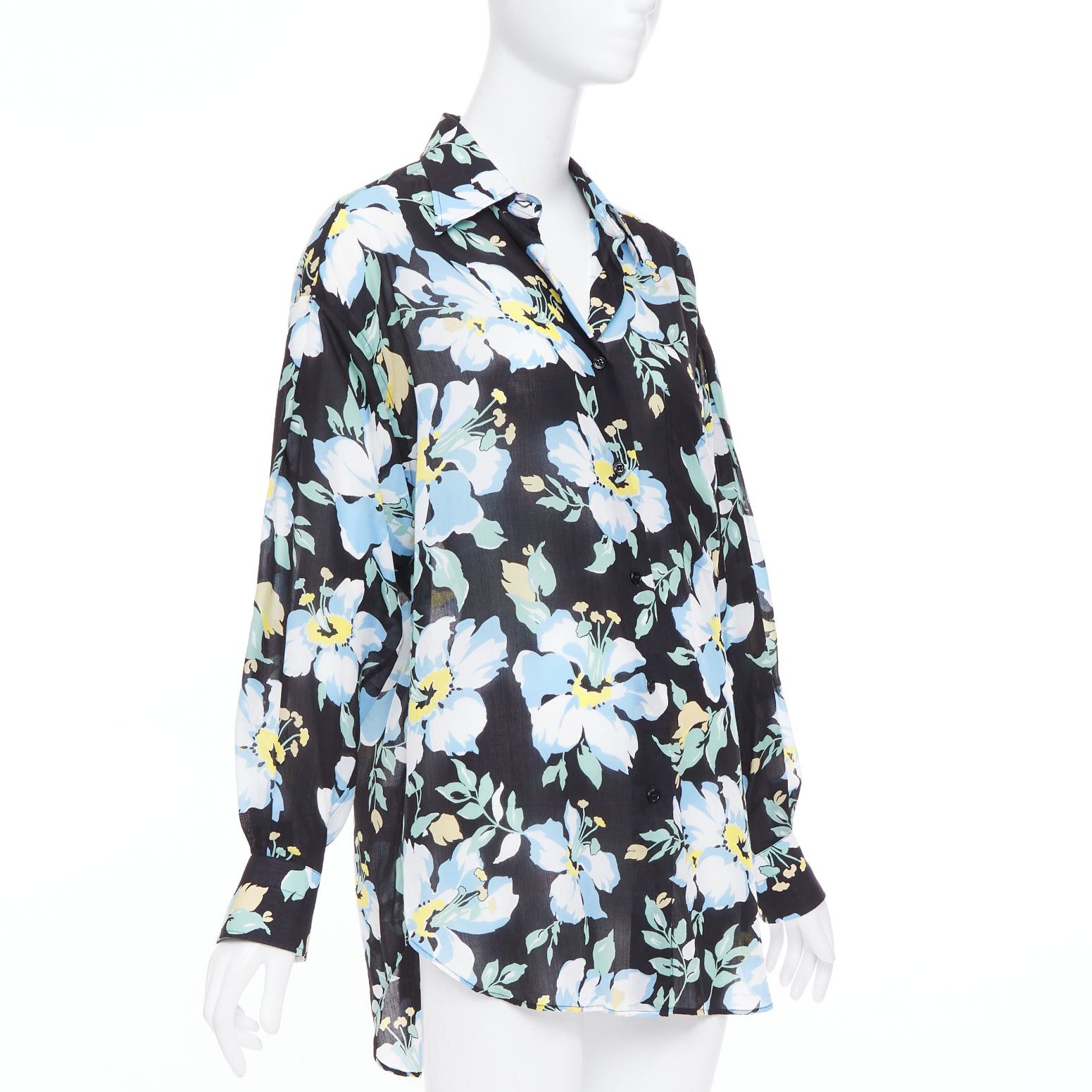 Tom Ford TOM FORD blue yellow black floral print lyocell button up relaxed shirt IT38 XS Size M / US 6-8 / IT 42-44 - 3 Thumbnail
