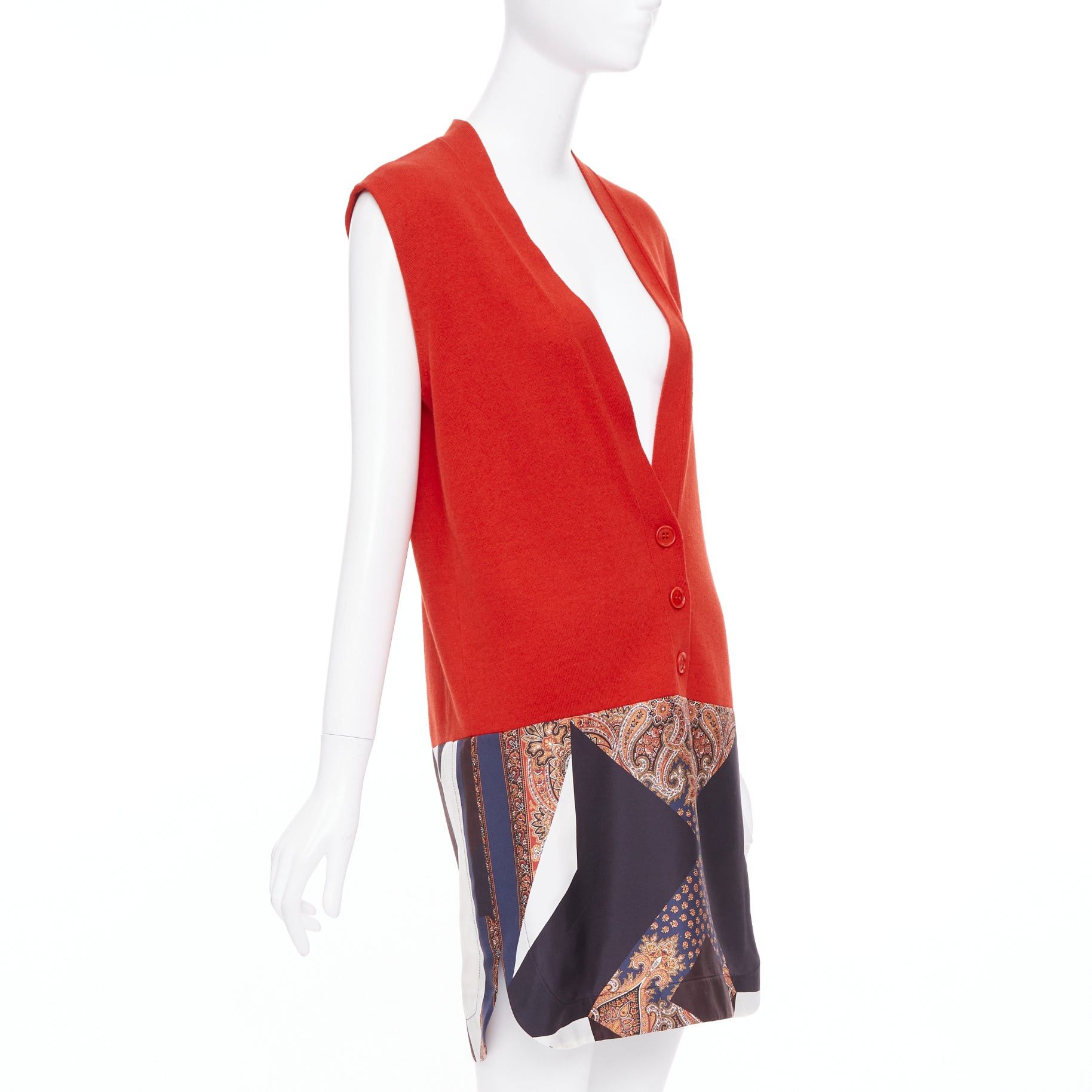 Givenchy GIVENCHY Tisci 2013 Runway red black wool cotton silk paisley vest dress XS Size S / US 4 / IT 40 - 3 Thumbnail