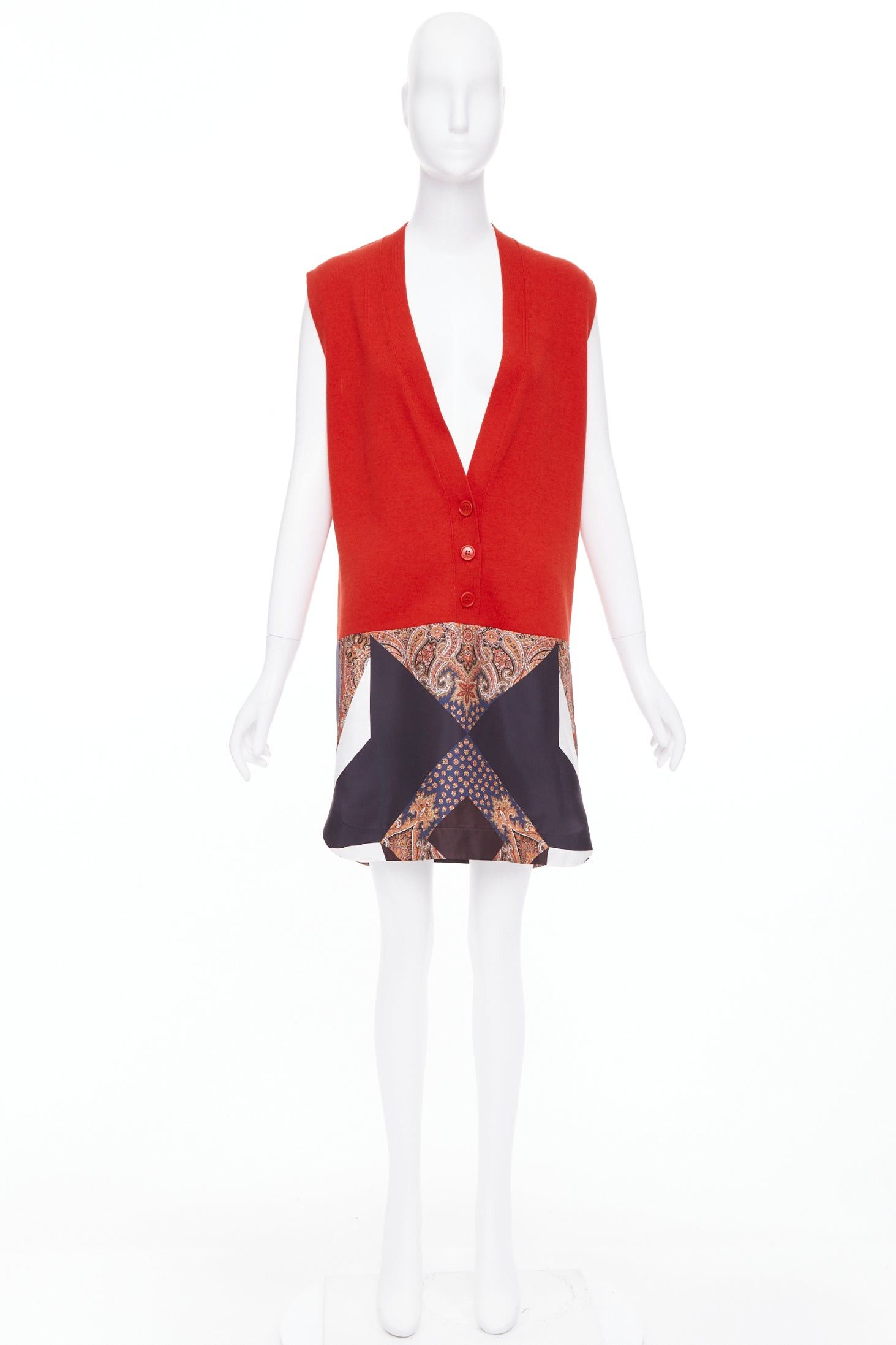 Givenchy GIVENCHY Tisci 2013 Runway red black wool cotton silk paisley vest dress XS Size S / US 4 / IT 40 - 10 Thumbnail