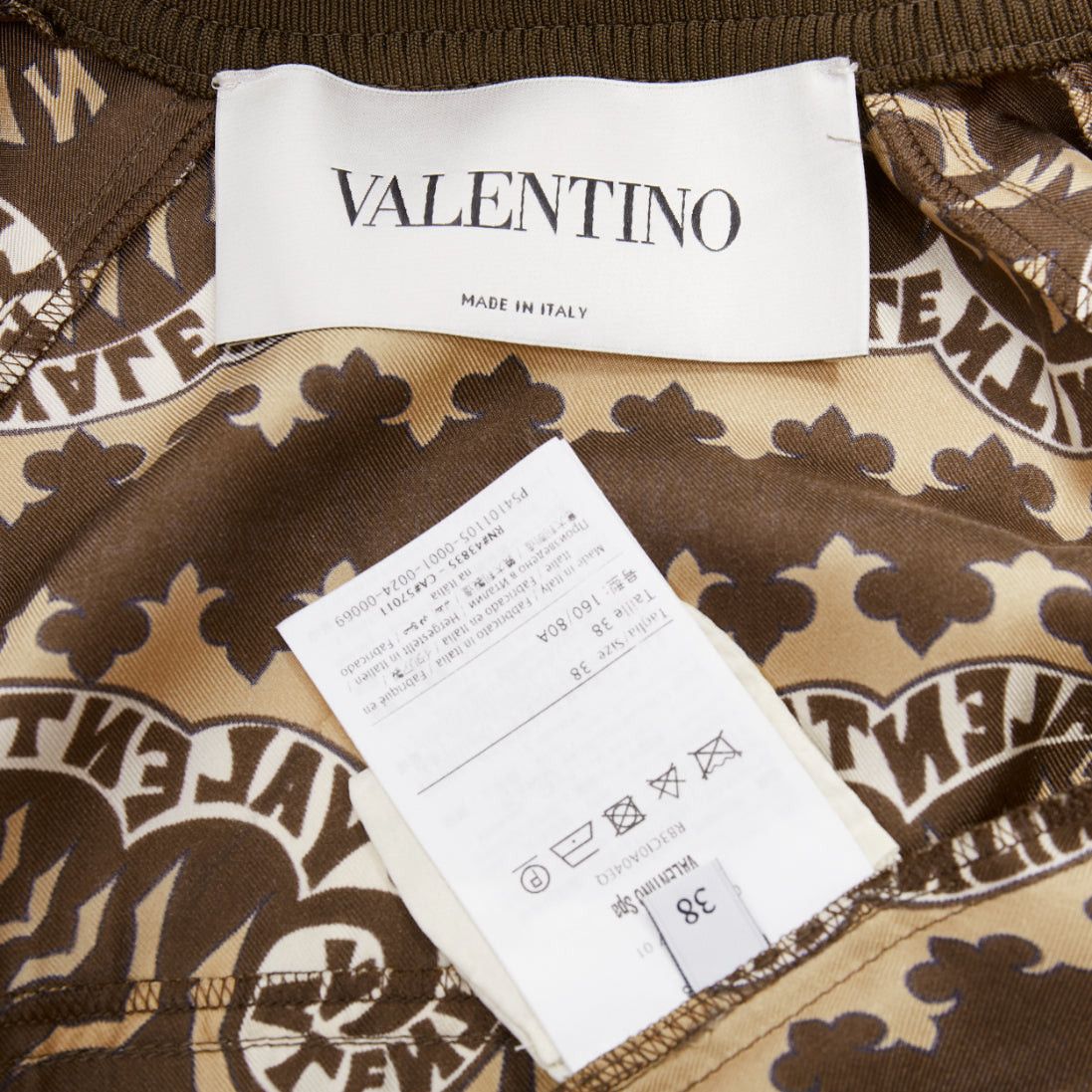 Valentino VALENTINO brown hue 100% silk logo scarf print collared track jacket IT38 XS Size XS / US 0-2 / IT 36-38 - 9 Thumbnail