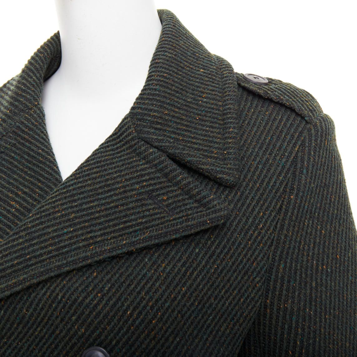 Dior CHRISTIAN DIOR green virgin wool ribbed knit double breasted pea coat FR36 S Size S / US 4 / IT 40 - 8 Thumbnail