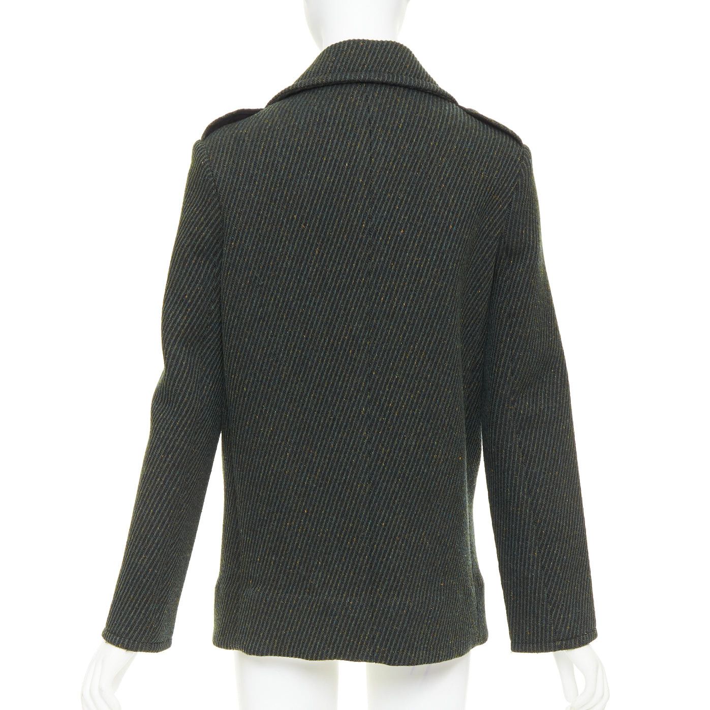 Dior CHRISTIAN DIOR green virgin wool ribbed knit double breasted pea coat FR36 S Size S / US 4 / IT 40 - 6 Thumbnail
