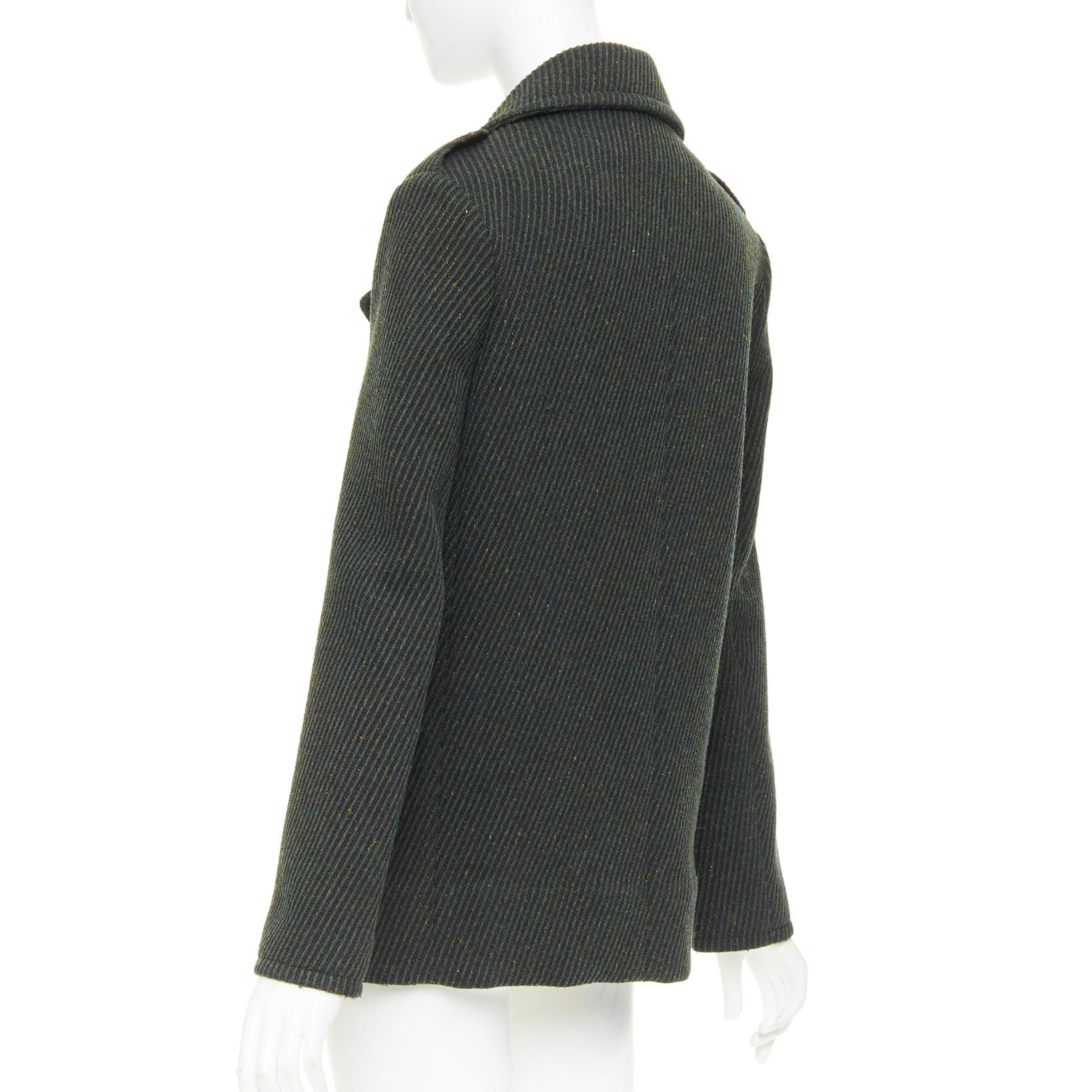 Dior CHRISTIAN DIOR green virgin wool ribbed knit double breasted pea coat FR36 S Size S / US 4 / IT 40 - 7 Thumbnail