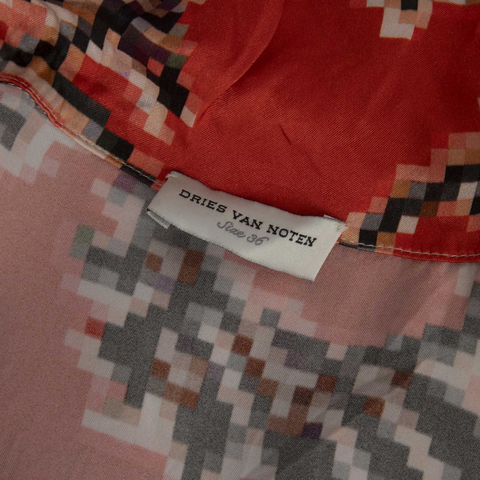 Dries Van Noten Orange Pixel Pattern Blouse Size XS / US 0-2 / IT 36-38 - 5 Thumbnail