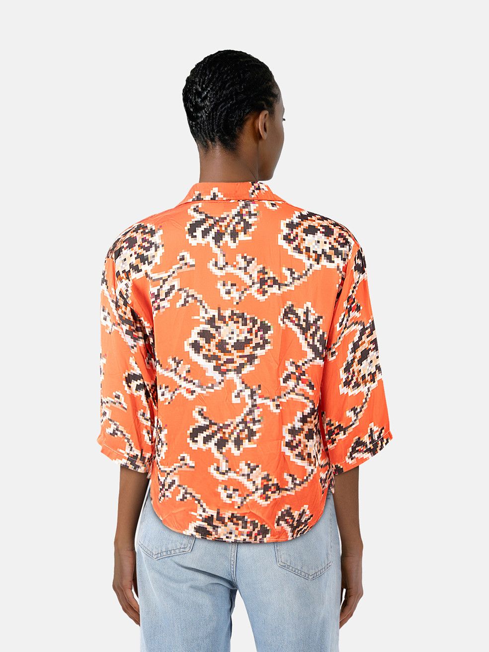 Dries Van Noten Orange Pixel Pattern Blouse Size XS / US 0-2 / IT 36-38 - 2 Thumbnail