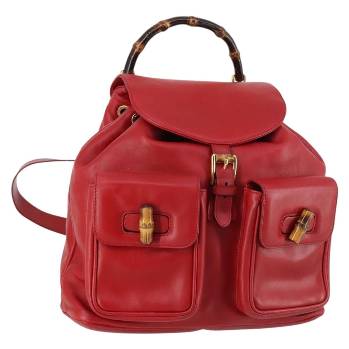 Gucci Gucci Vintage Bamboo Backpack Leather Size ONE SIZE - 15 Thumbnail