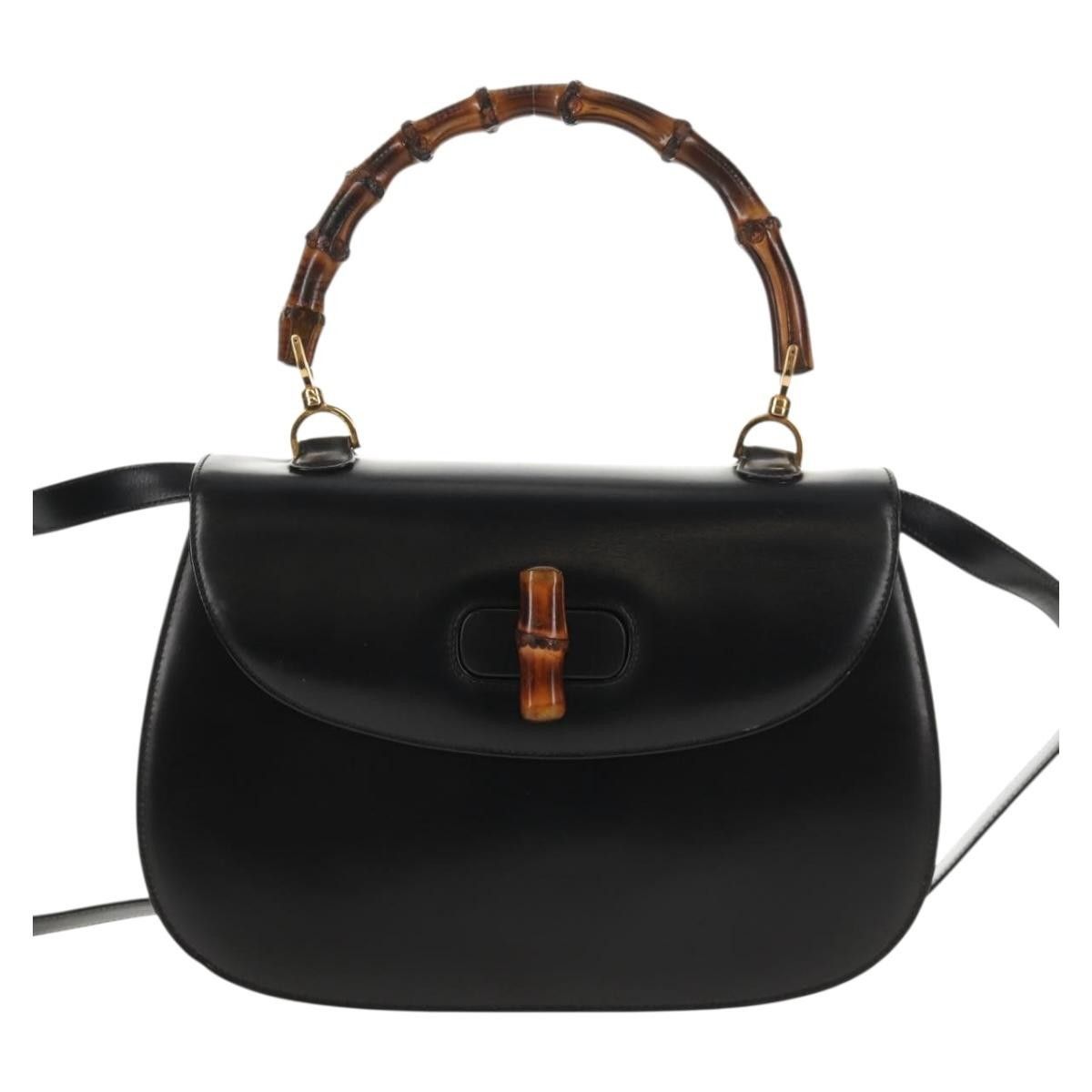 Gucci Gucci Vintage Convertible Bamboo Top Handle Bag Leather Size ONE SIZE - 19 Thumbnail