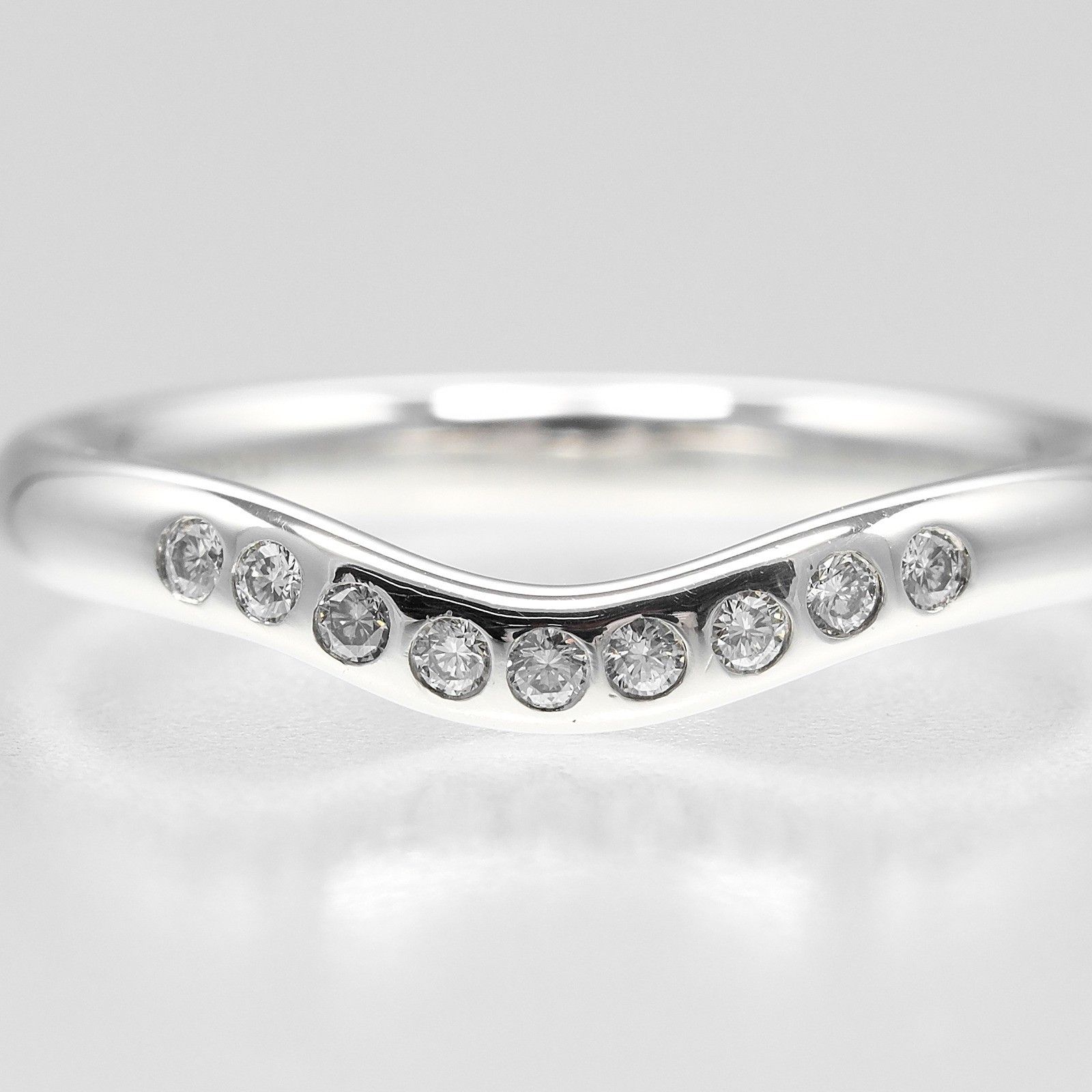 Tiffany & Co. Tiffany & Co. Elsa Peretti Curved Wedding Band Ring Platinum with Diamonds Size ONE SIZE - 3 Thumbnail