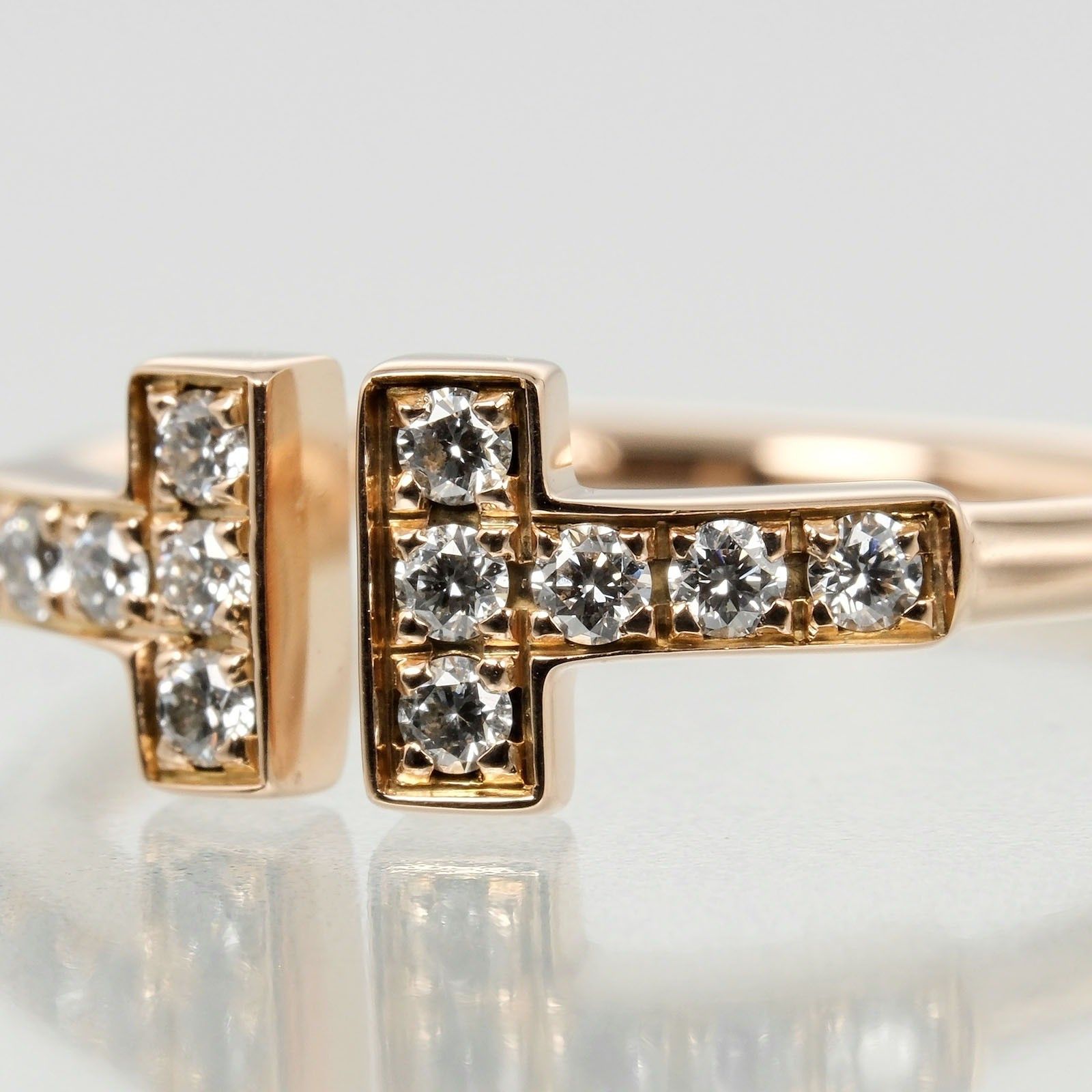 Tiffany & Co. Tiffany & Co. T Wire Ring 18K Rose Gold with Diamonds Size ONE SIZE - 4 Thumbnail