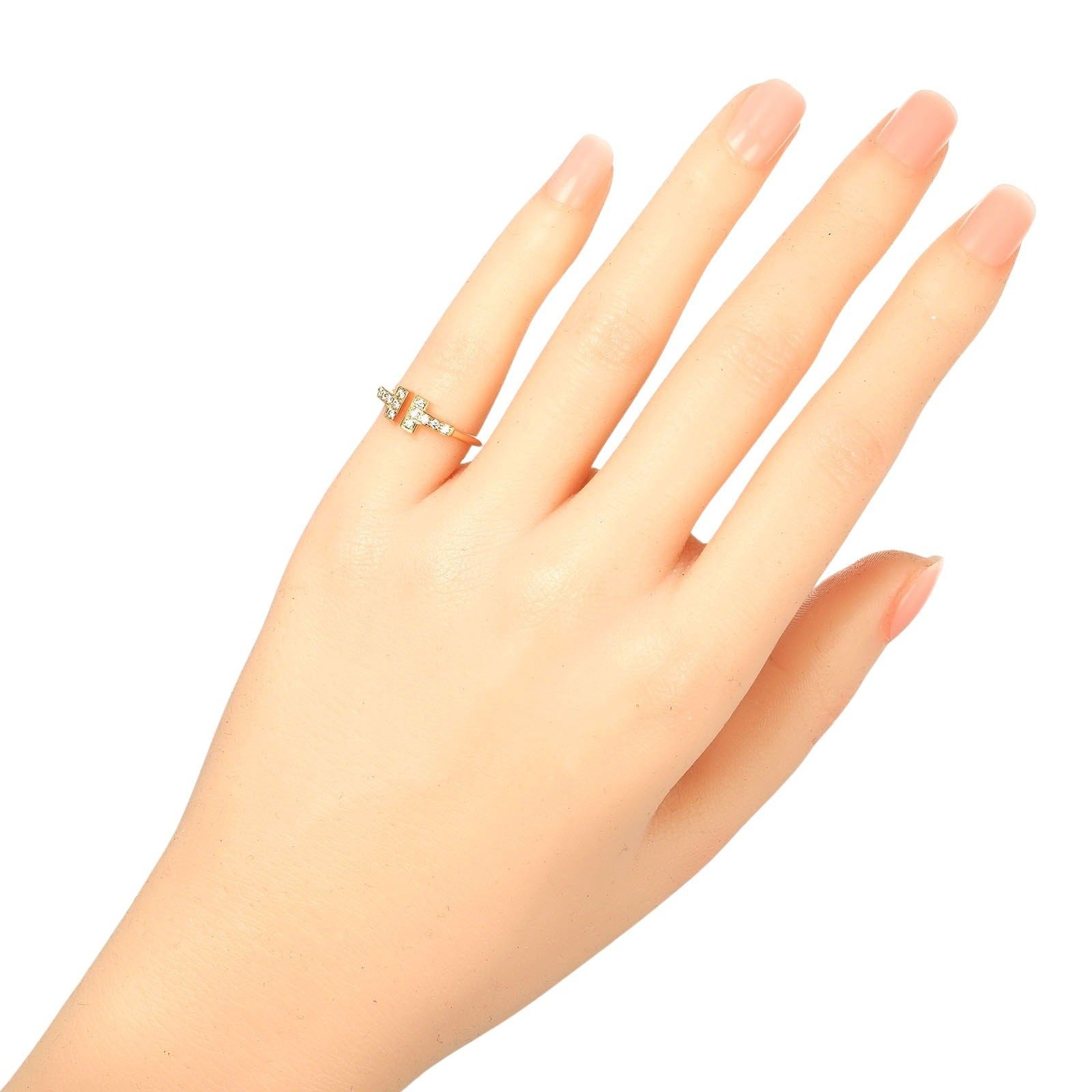 Tiffany & Co. Tiffany & Co. T Wire Ring 18K Rose Gold with Diamonds Size ONE SIZE - 9 Thumbnail