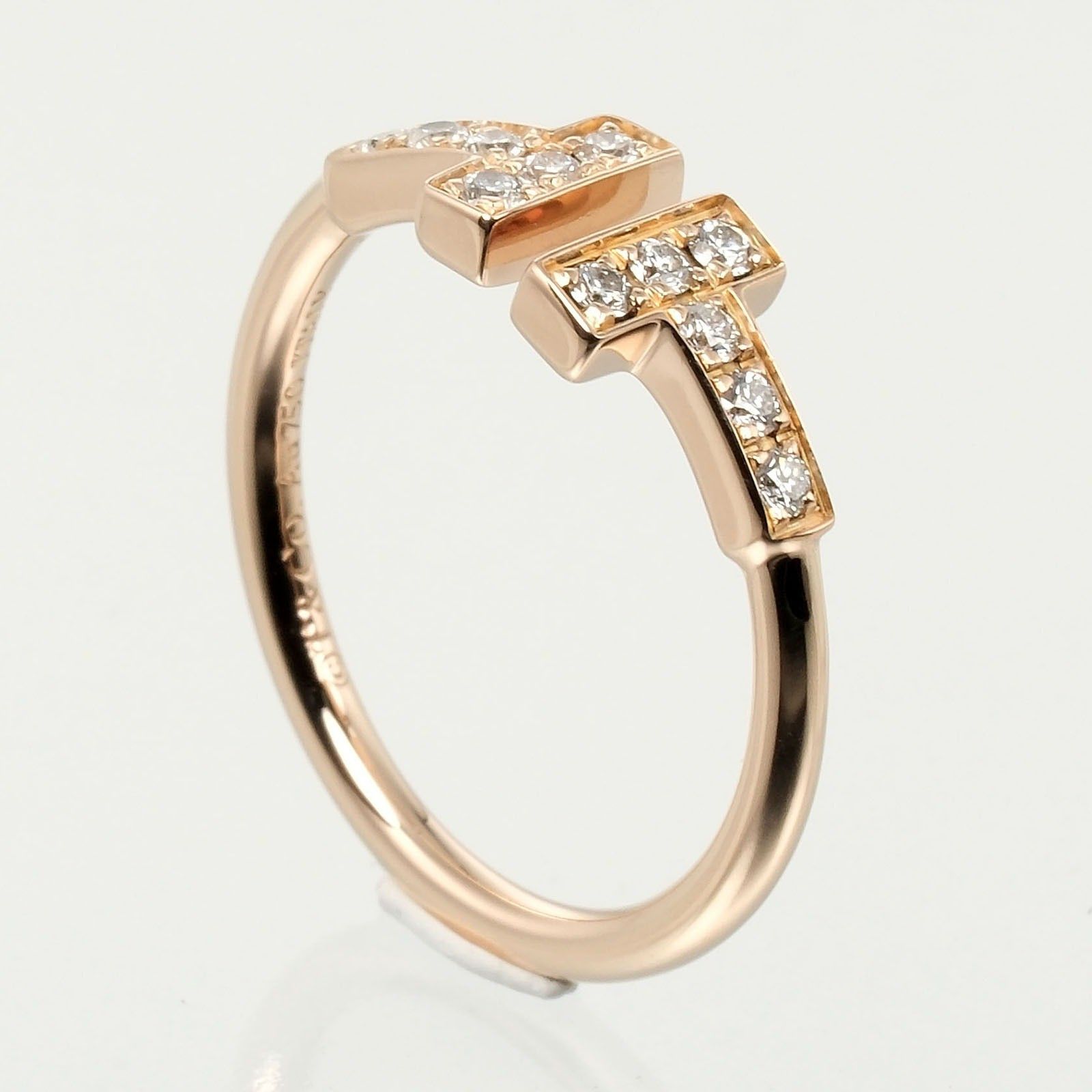 Tiffany & Co. Tiffany & Co. T Wire Ring 18K Rose Gold with Diamonds Size ONE SIZE - 2 Thumbnail