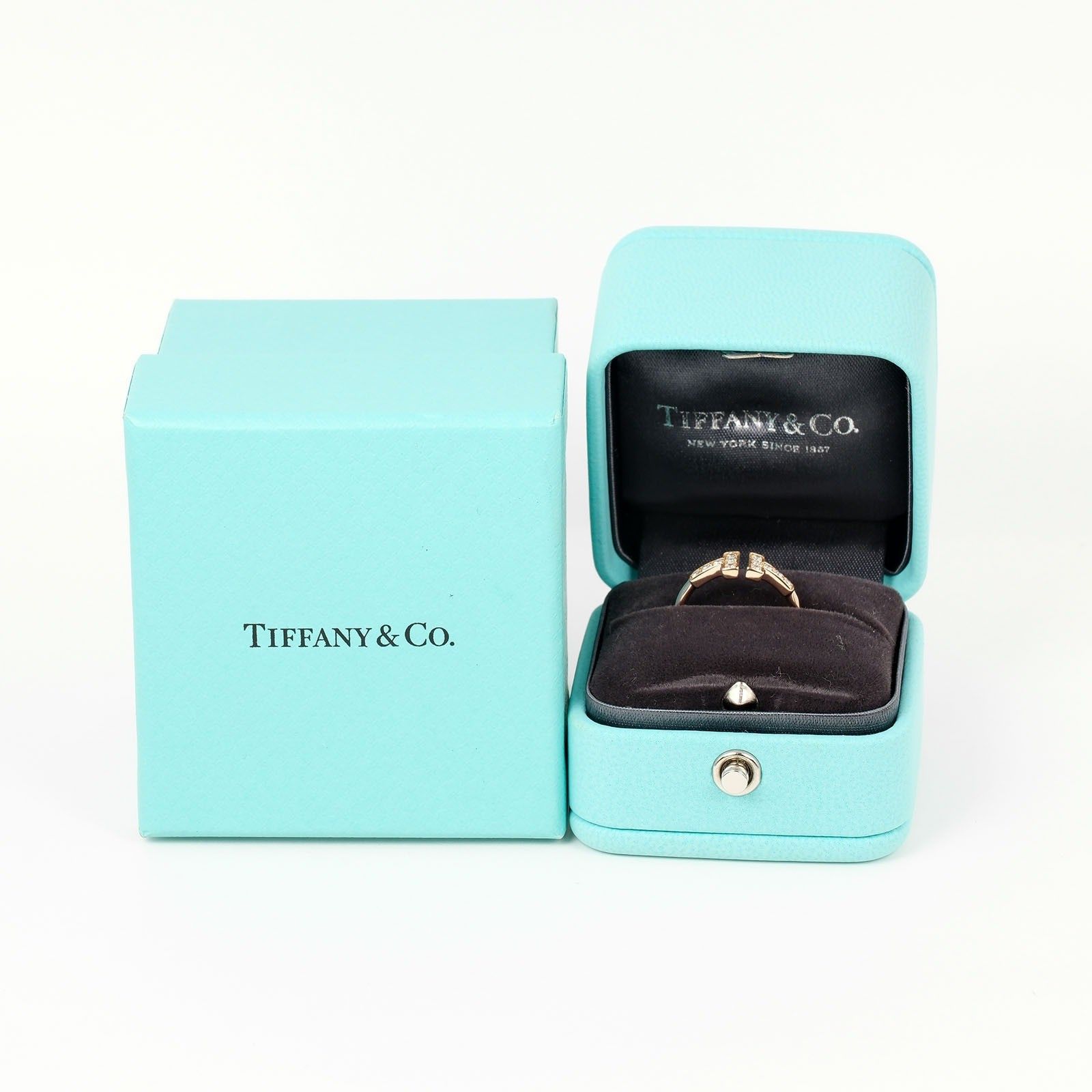 Tiffany & Co. Tiffany & Co. T Wire Ring 18K Rose Gold with Diamonds Size ONE SIZE - 7 Thumbnail