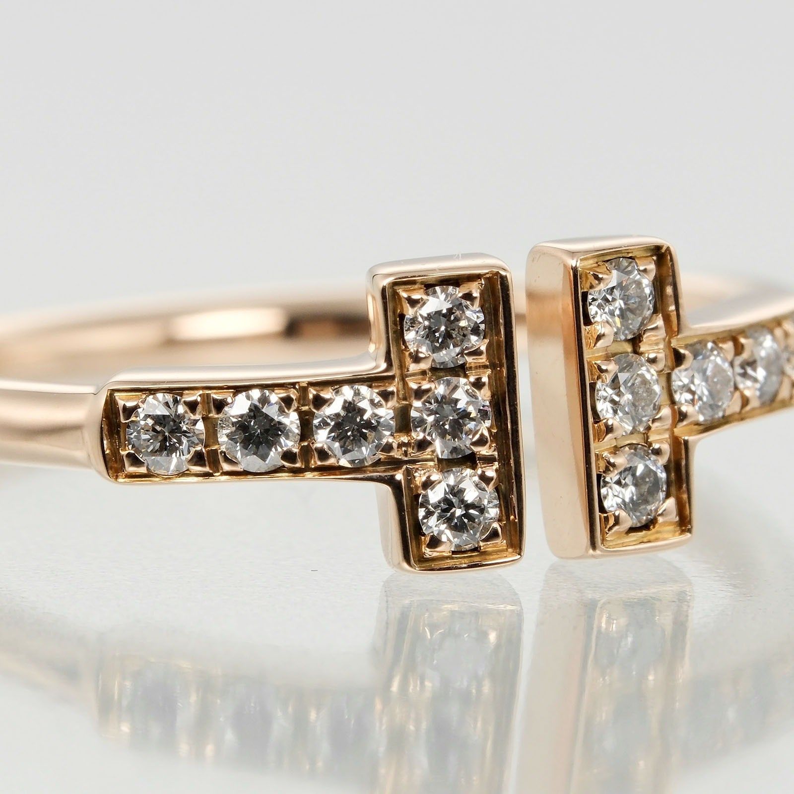 Tiffany & Co. Tiffany & Co. T Wire Ring 18K Rose Gold with Diamonds Size ONE SIZE - 3 Thumbnail