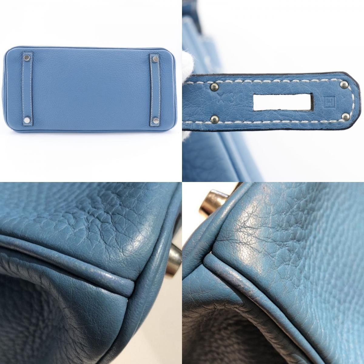 Hermes Hermes Birkin Handbag Blue Clemence with Palladium Hardware Size ONE SIZE - 5 Thumbnail