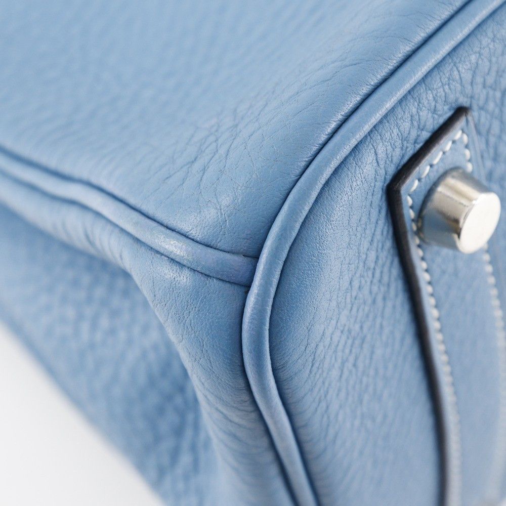 Hermes Hermes Birkin Handbag Blue Clemence with Palladium Hardware Size ONE SIZE - 7 Thumbnail
