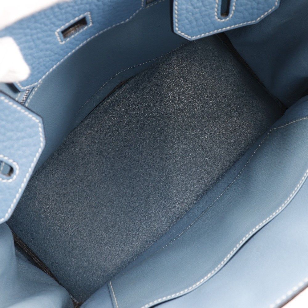 Hermes Hermes Birkin Handbag Blue Clemence with Palladium Hardware Size ONE SIZE - 3 Thumbnail