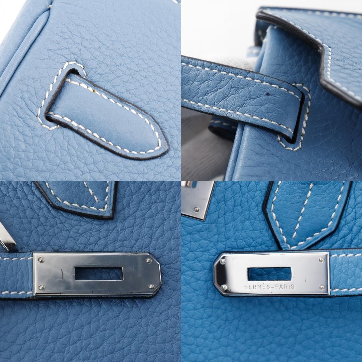 Hermes Hermes Birkin Handbag Blue Clemence with Palladium Hardware Size ONE SIZE - 4 Thumbnail