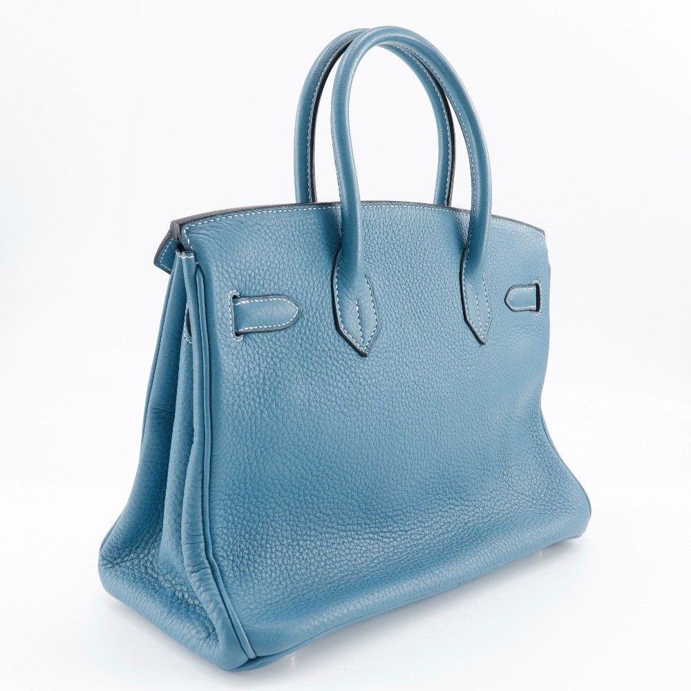 Hermes Hermes Birkin Handbag Blue Clemence with Palladium Hardware Size ONE SIZE - 2 Thumbnail