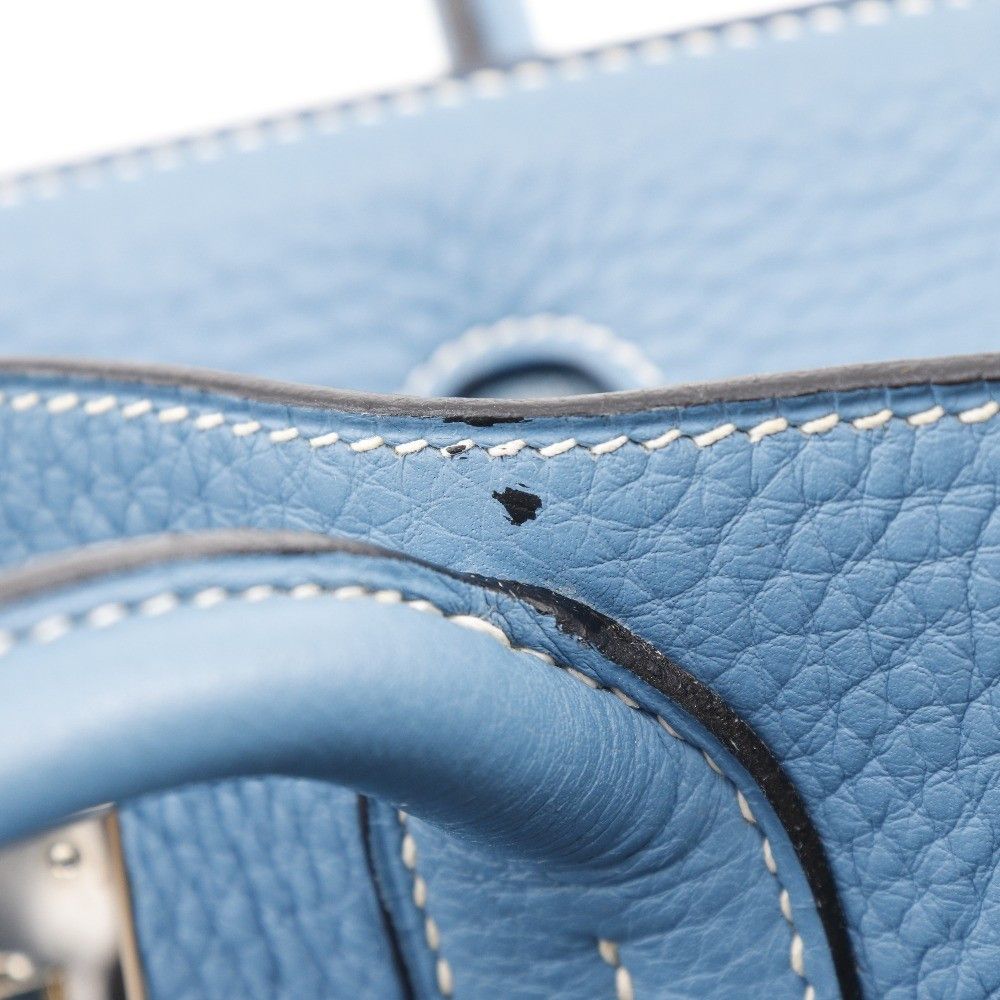 Hermes Hermes Birkin Handbag Blue Clemence with Palladium Hardware Size ONE SIZE - 8 Thumbnail