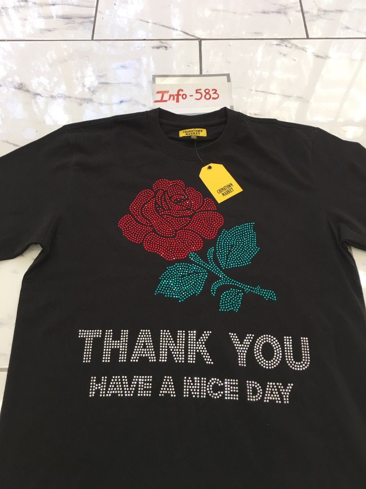 Market Chinatown Market Thank You Rhinestone Tee Size US M / EU 48-50 / 2 - 2 Thumbnail