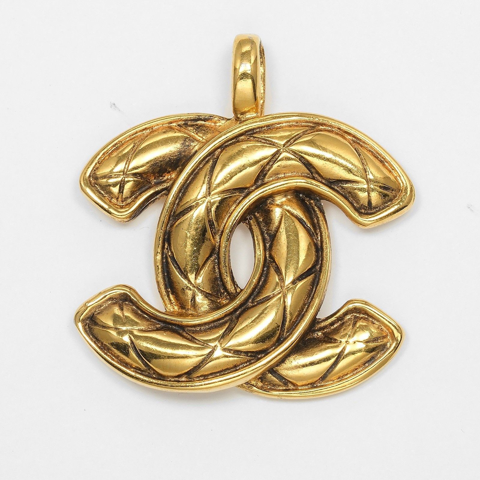 Chanel Chanel Vintage CC Pendant Necklace Quilted Metal Size ONE SIZE - 4 Thumbnail