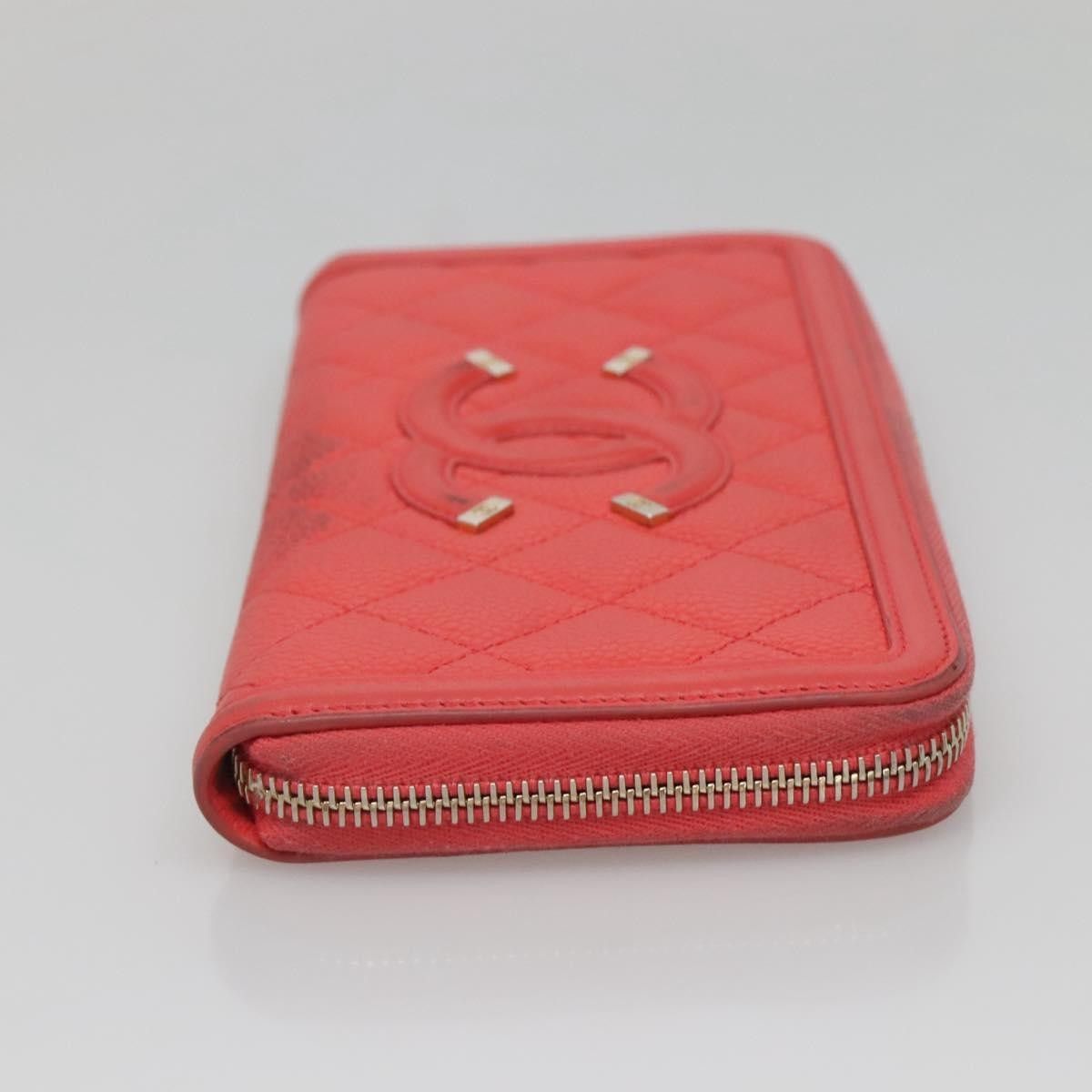 Chanel Chanel Filigree Zip Around Wallet Quilted Caviar Size ONE SIZE - 4 Thumbnail