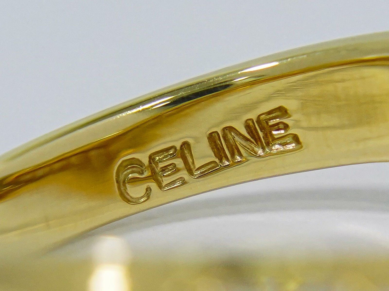 Celine Celine Macadam Logo Ring Yellow Gold with Diamonds Size ONE SIZE - 5 Thumbnail