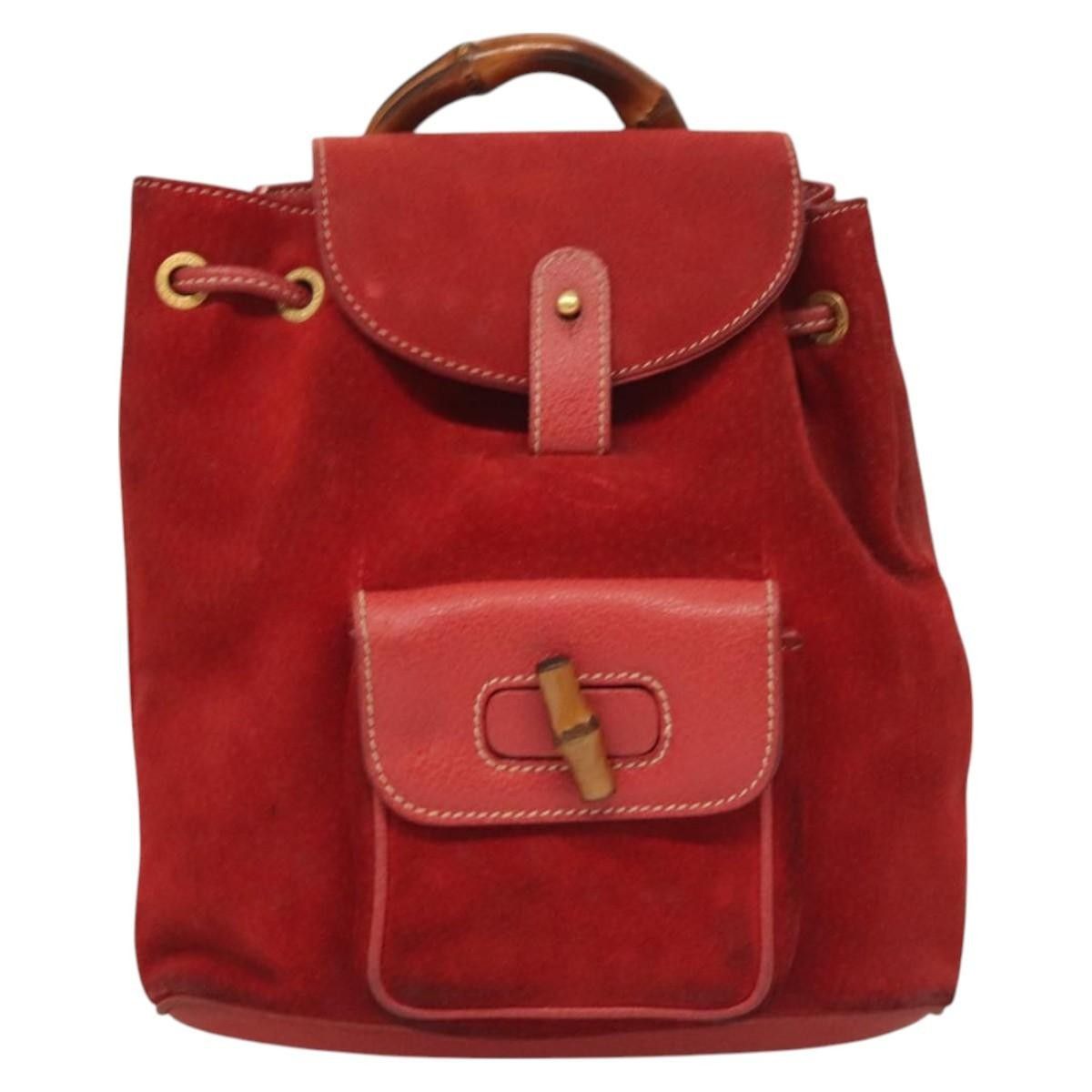 Gucci Gucci Vintage Bamboo Backpack Suede Size ONE SIZE - 17 Thumbnail