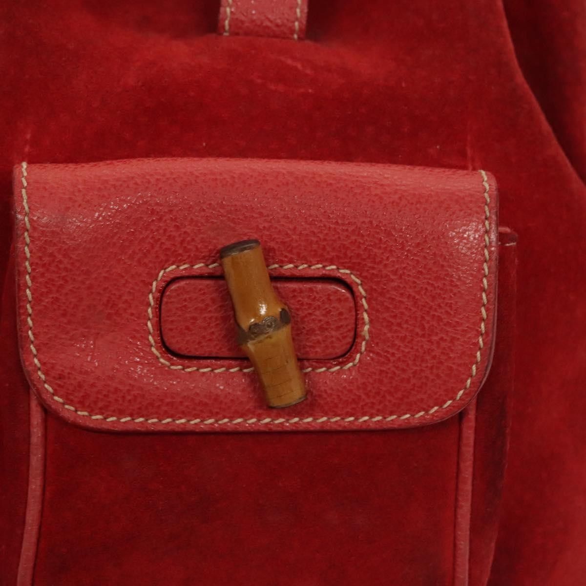 Gucci Gucci Vintage Bamboo Backpack Suede Size ONE SIZE - 21 Thumbnail