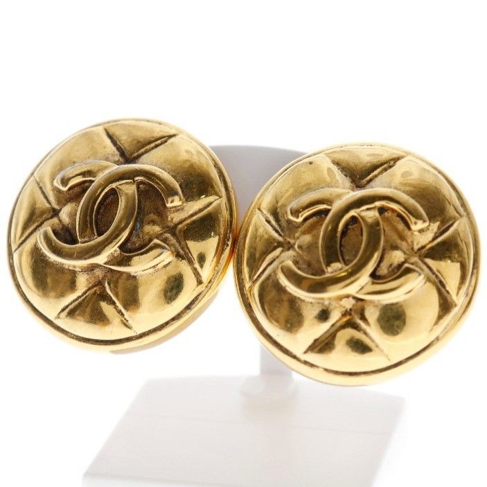Chanel Chanel Vintage CC Quilted Round Button Clip-On Earrings Metal Size ONE SIZE - 4 Thumbnail