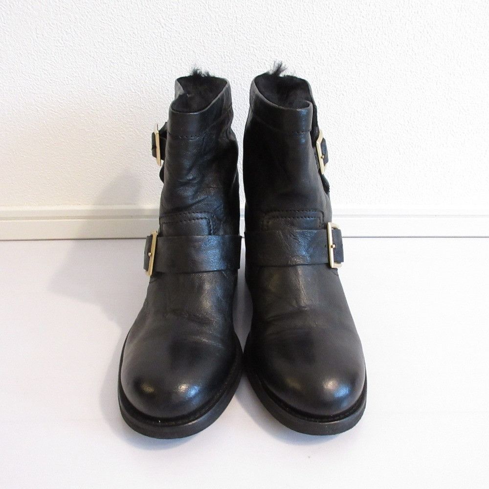 Jimmy Choo Jimmy Choo Jimmy Choo Shearling Engineer Boots Leather Shoes DUTY FREE for USA Size ONE SIZE - 2 Thumbnail