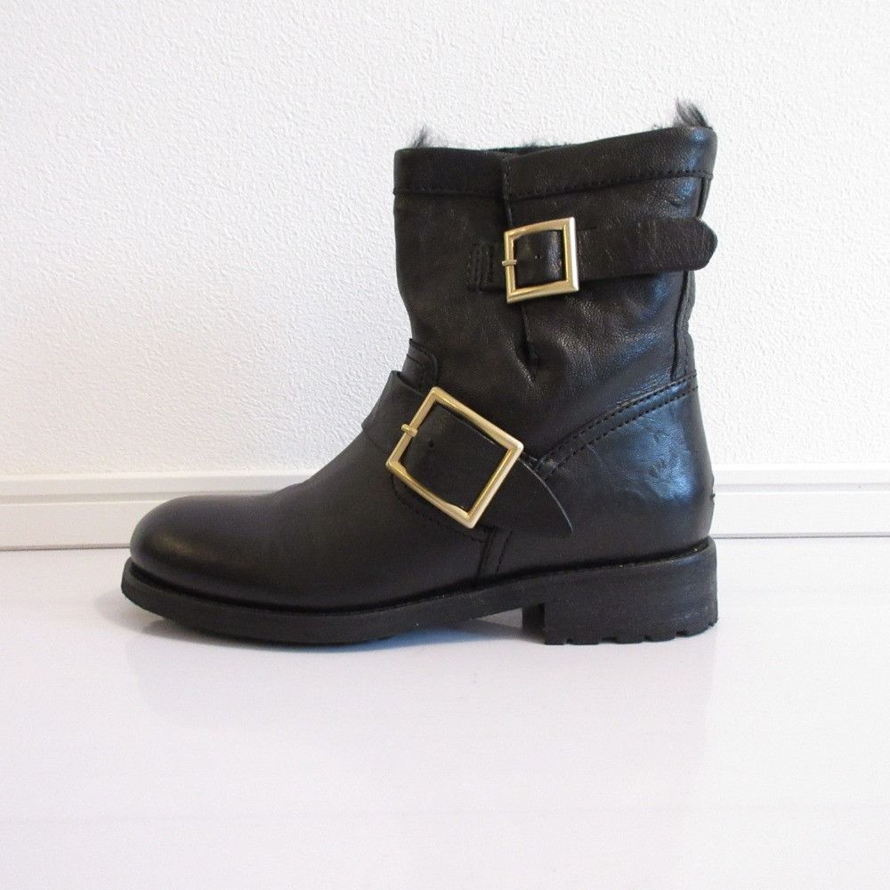 Jimmy Choo Jimmy Choo Jimmy Choo Shearling Engineer Boots Leather Shoes DUTY FREE for USA Size ONE SIZE - 3 Thumbnail