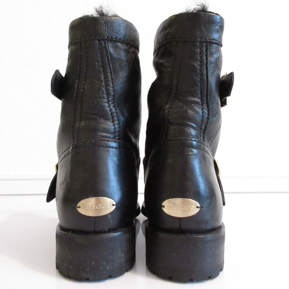 Jimmy Choo Jimmy Choo Jimmy Choo Shearling Engineer Boots Leather Shoes DUTY FREE for USA Size ONE SIZE - 5 Thumbnail