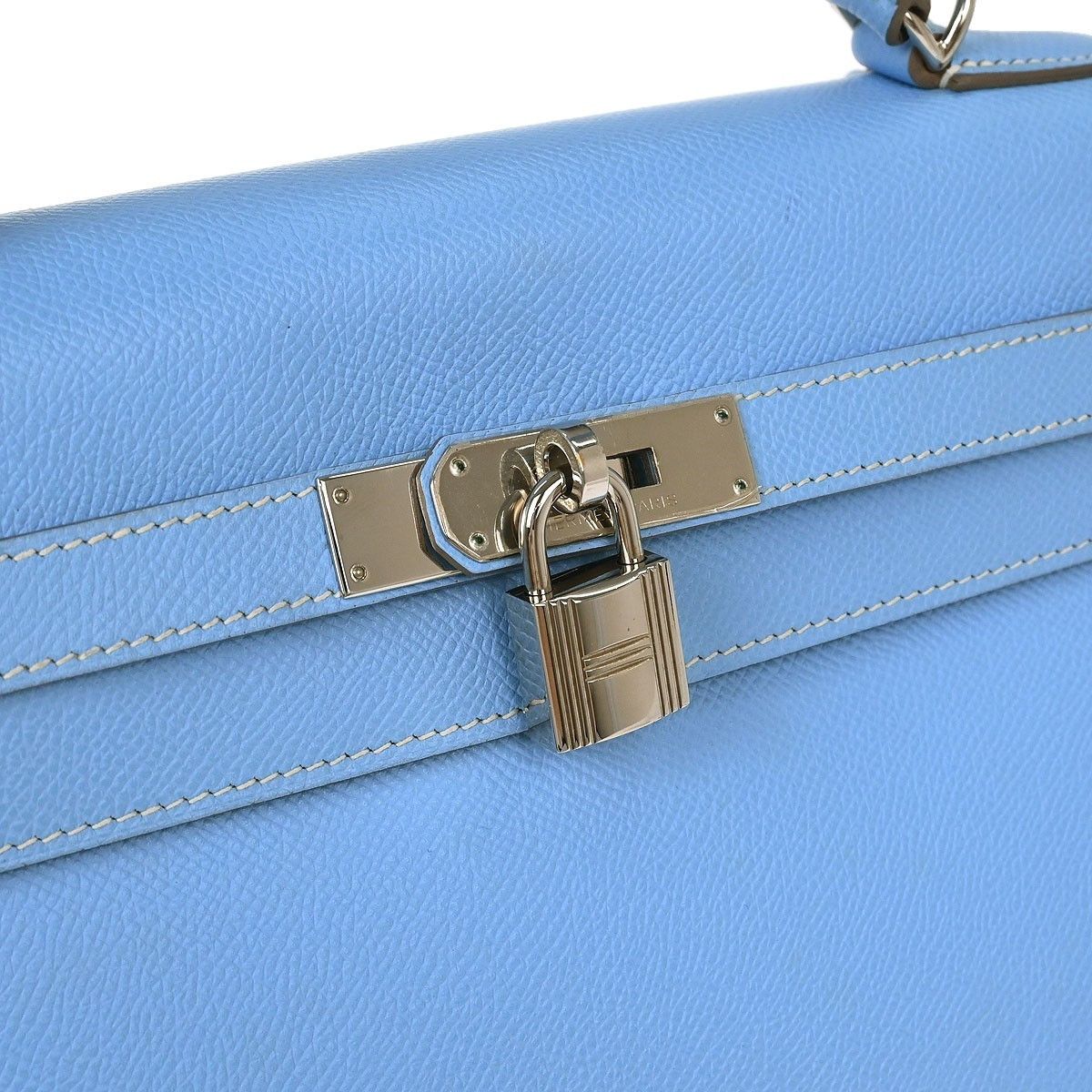 Hermes Hermes Kelly Handbag Blue Epsom with Palladium Hardware Size ONE SIZE - 4 Thumbnail