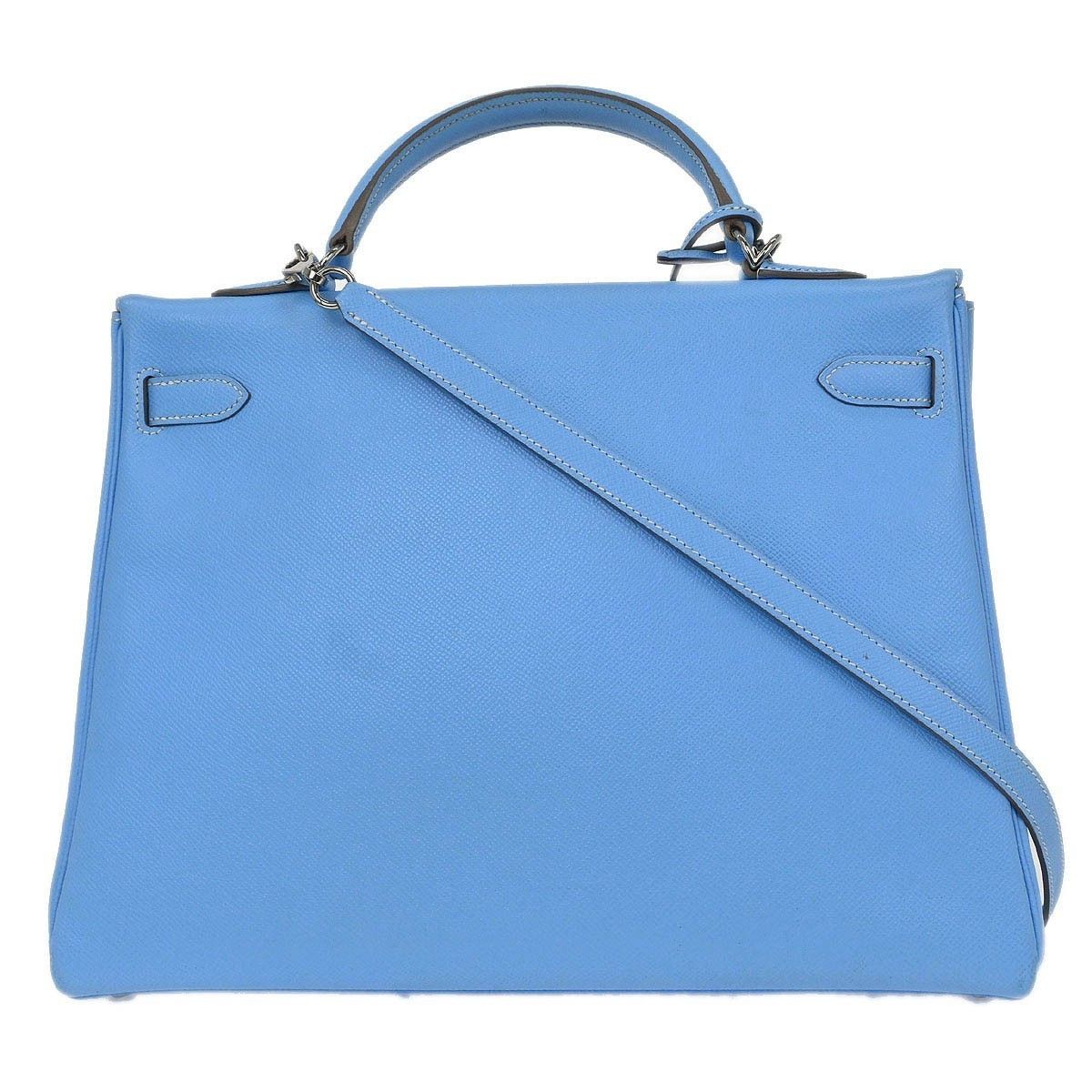 Hermes Hermes Kelly Handbag Blue Epsom with Palladium Hardware Size ONE SIZE - 2 Thumbnail