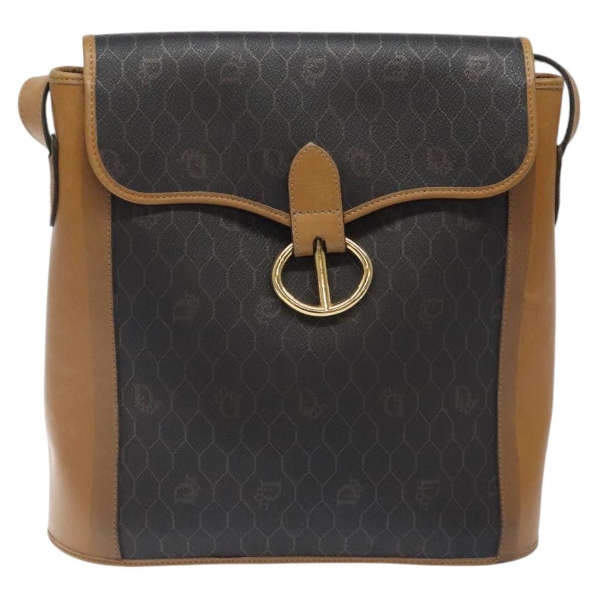 Christian Dior Vintage Honeycomb Flap Crossbody Bag Canvas and Leather
