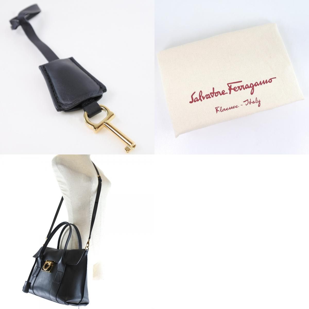 Salvatore Ferragamo Salvatore Ferragamo Gancini Lock Flap Tote Leather Size ONE SIZE - 9 Thumbnail