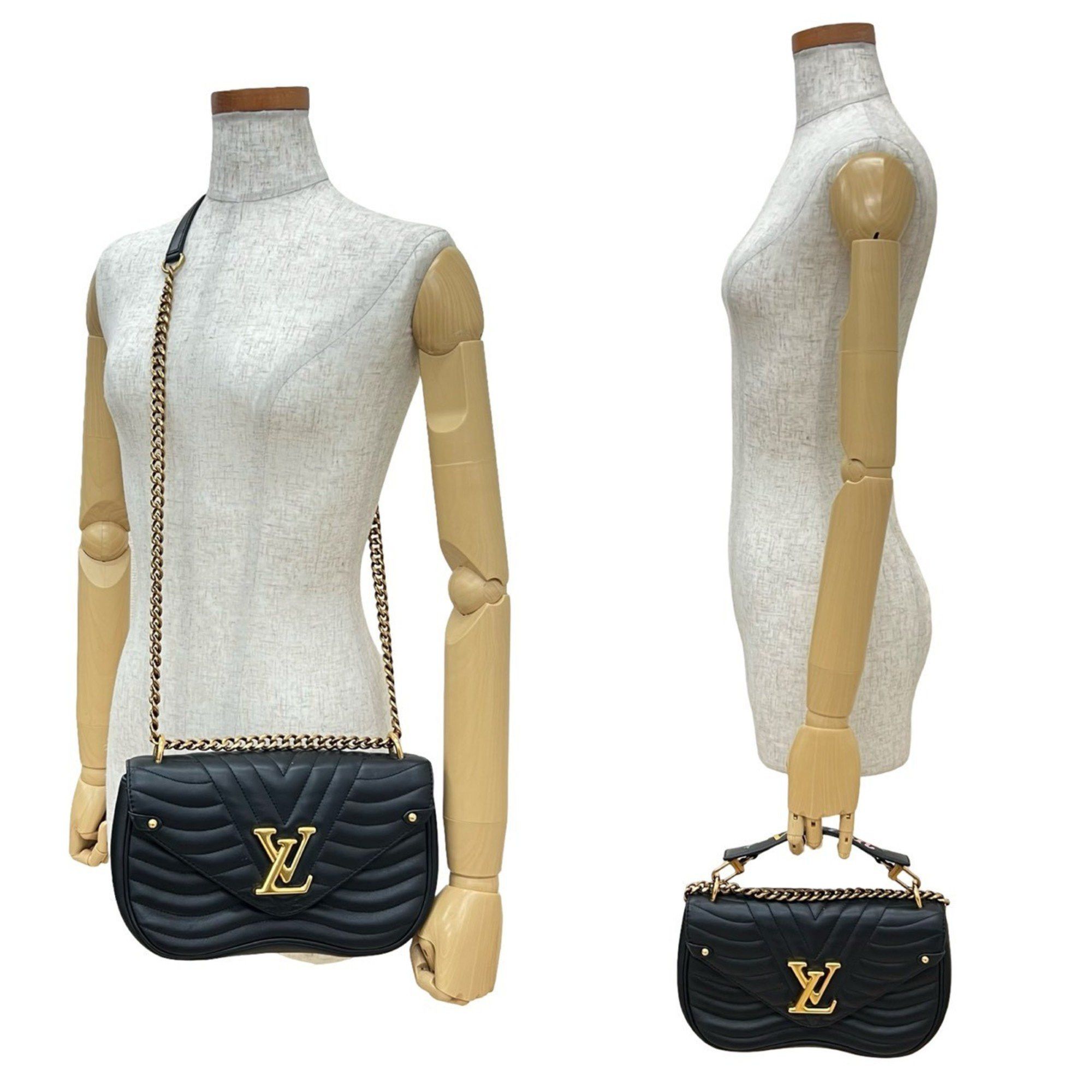 Louis Vuitton LOUIS VUITTON New Wave Leather 2-Way Chain Shoulder Bag/Handbag Black 28720 Size ONE SIZE - 2 Thumbnail