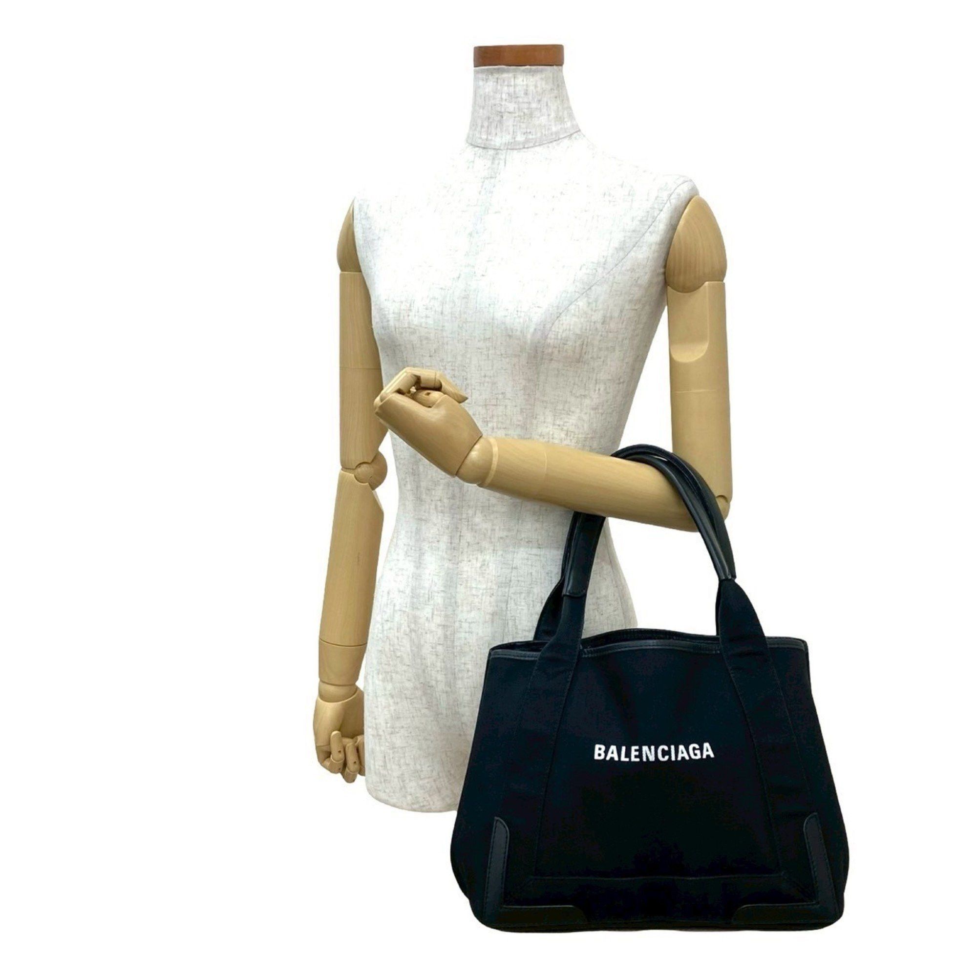 Balenciaga BALENCIAGA Navy Cabas S Logo Canvas and Leather Tote Bag, Black, 29921 Size ONE SIZE - 2 Thumbnail
