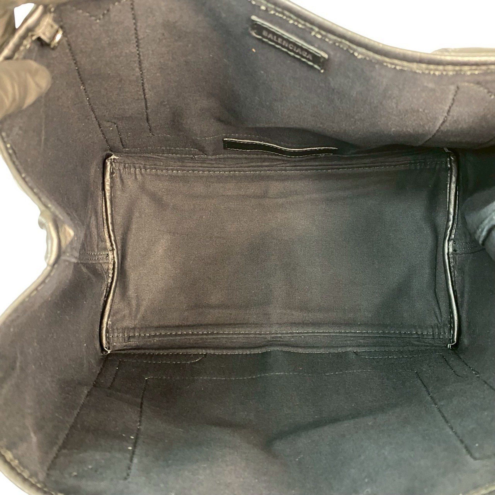 Balenciaga BALENCIAGA Navy Cabas S Logo Canvas and Leather Tote Bag, Black, 29921 Size ONE SIZE - 9 Thumbnail