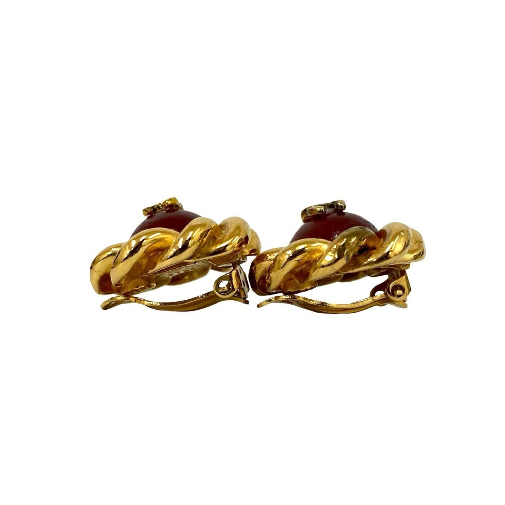 Chanel CHANEL Gripoa Coco Mark Color Stone Earrings and Ear Cuffs, Gold Red, 94279 Size ONE SIZE - 2 Thumbnail